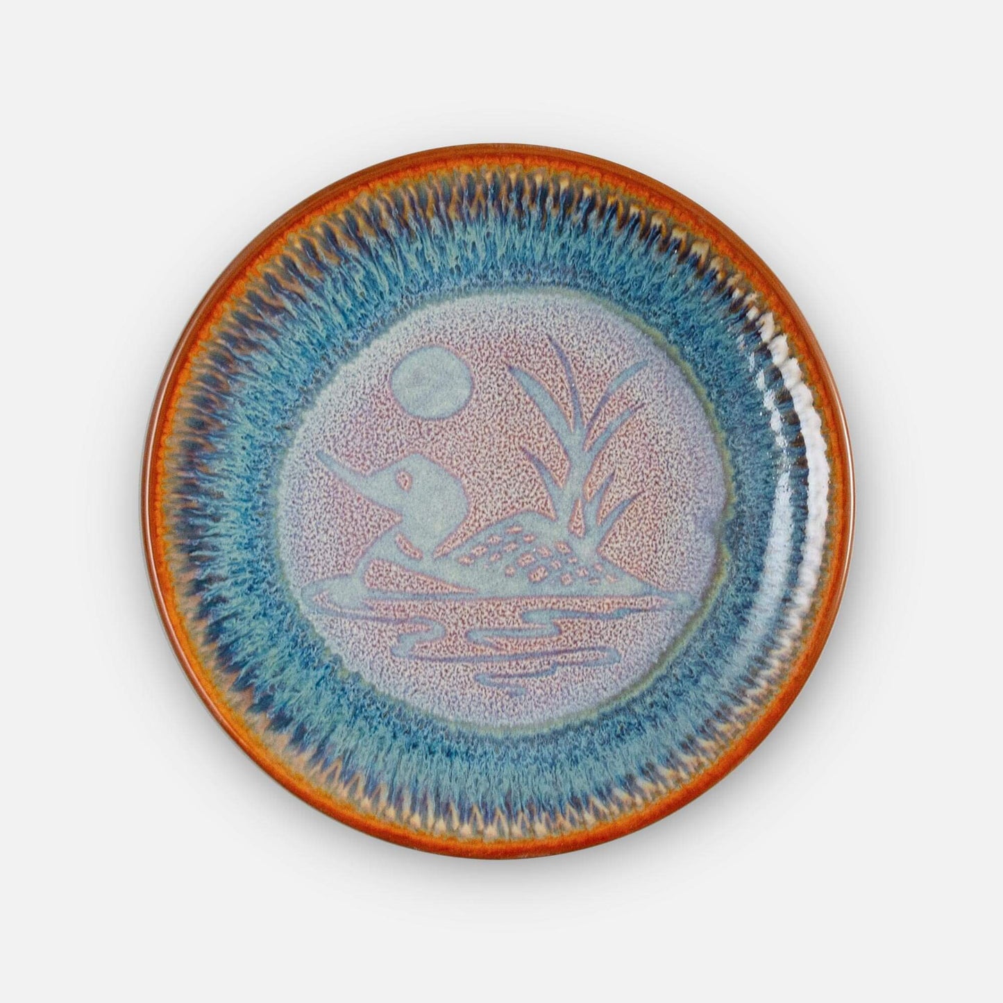 Handmade Pottery Rimless Dinner Plate made by Carroccia Tony in Italy in Purple Loon pattern