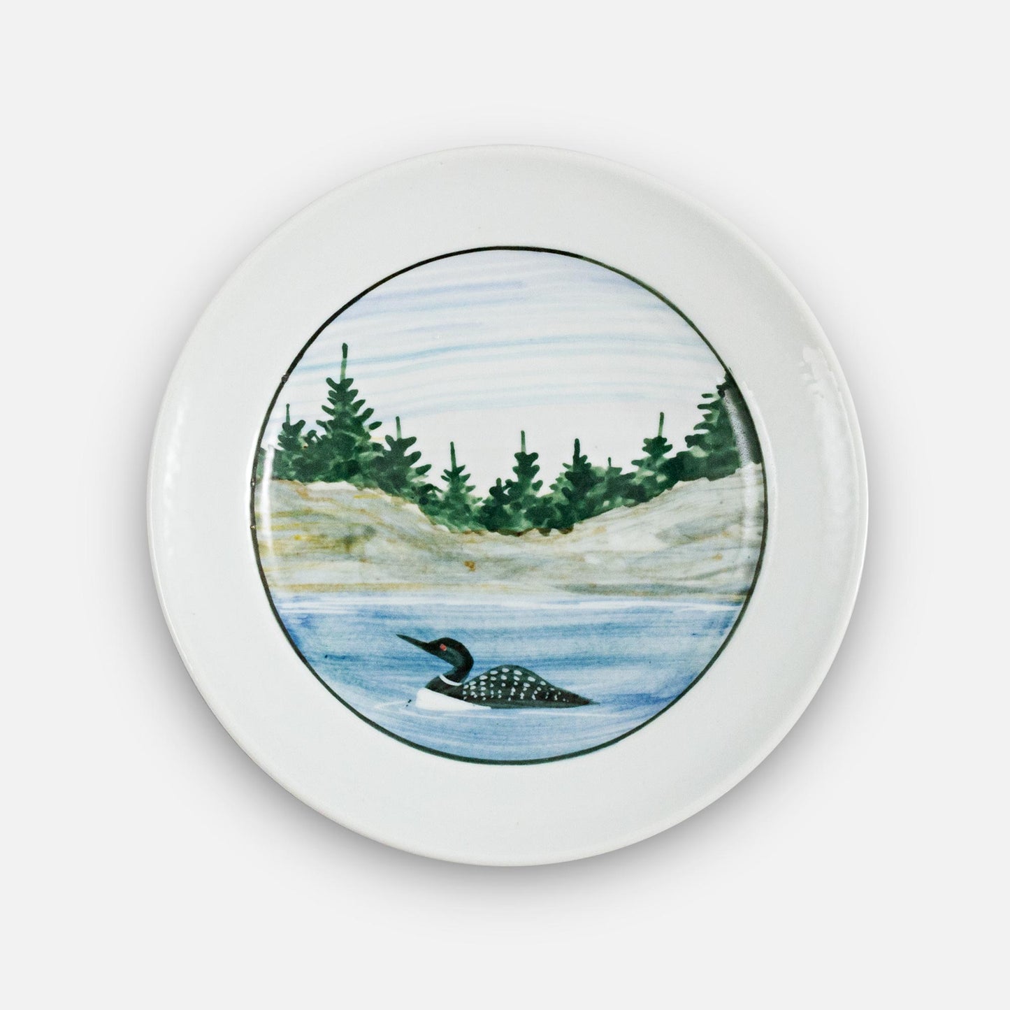 Handmade Pottery Rimless Dinner Plate made by Carroccia Tony in Italy in Loon pattern