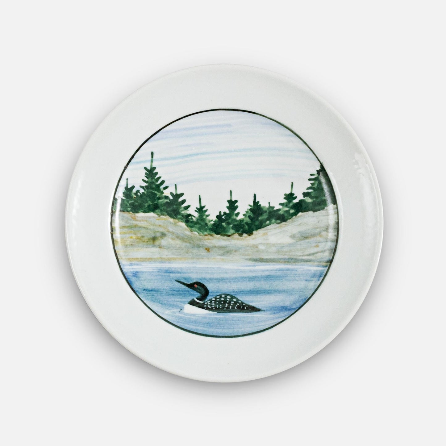 Handmade Pottery Rimless Dessert Plate made by Carroccia Tony in Italy in Loon pattern