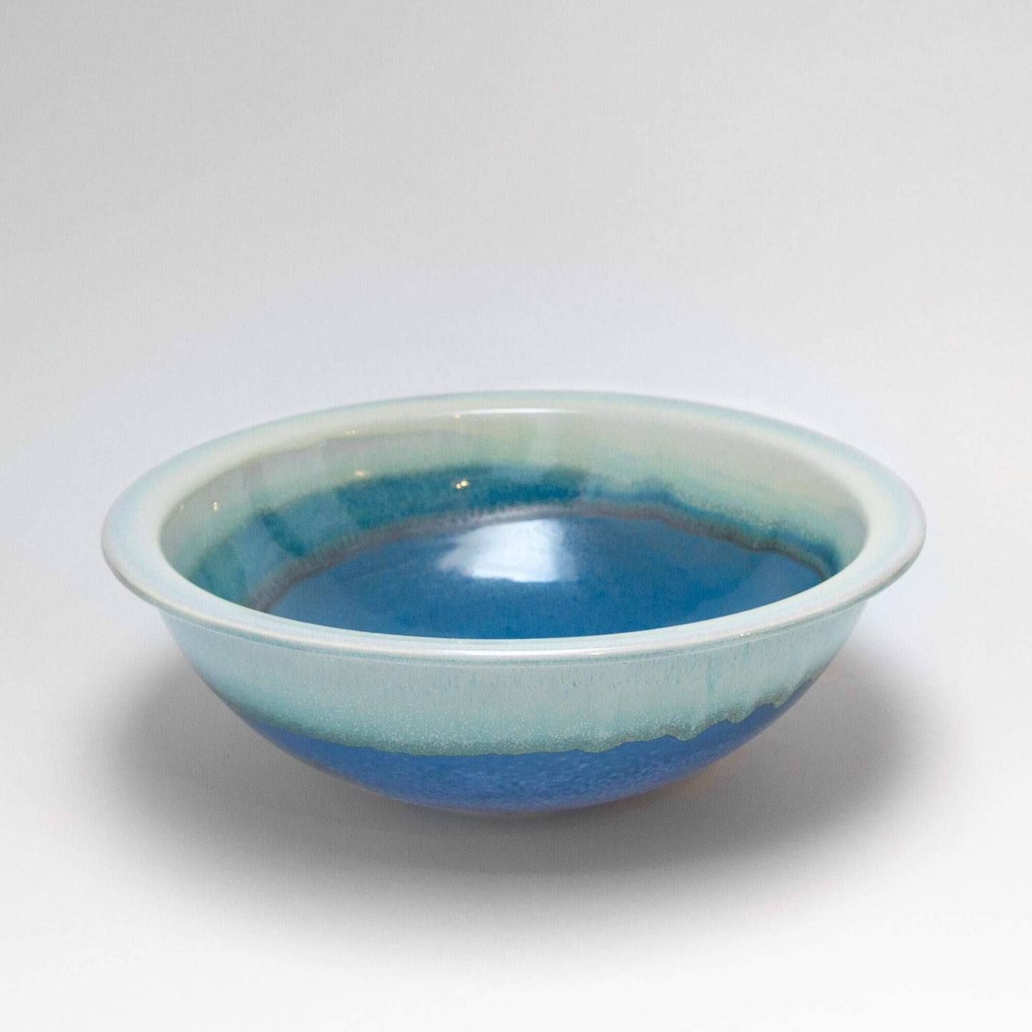 Handmade Pottery Rim Mount Sink in Blue Oribe pattern made by Carroccia Tony in Italy
