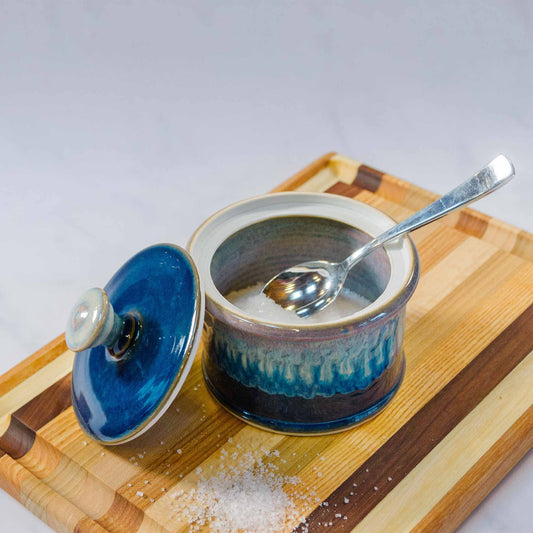  Handmade Pottery Salt Cellar in Cobalt pattern made by Carroccia Tony  in Italy