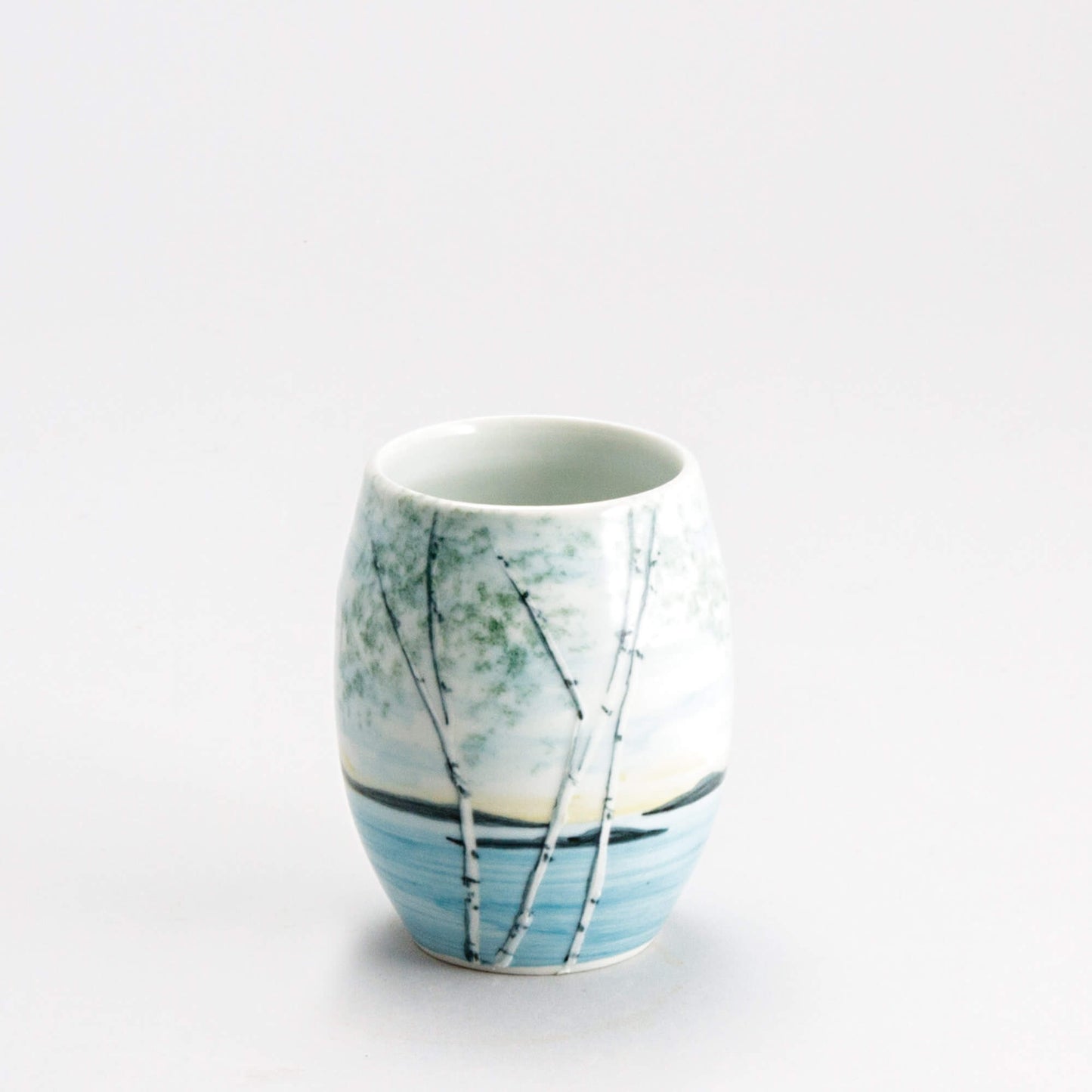 Handmade Pottery Stemless Wine Tumbler made by Carroccia Tony in Italy Birch