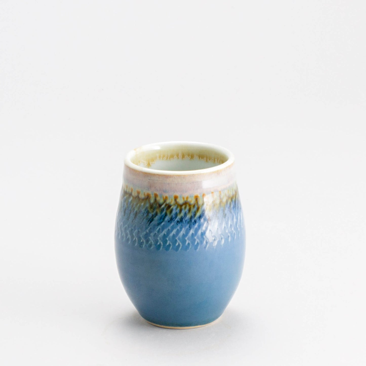 Handmade Pottery Stemless Wine Tumbler made by Carroccia Tony in Italy Blue Oribe