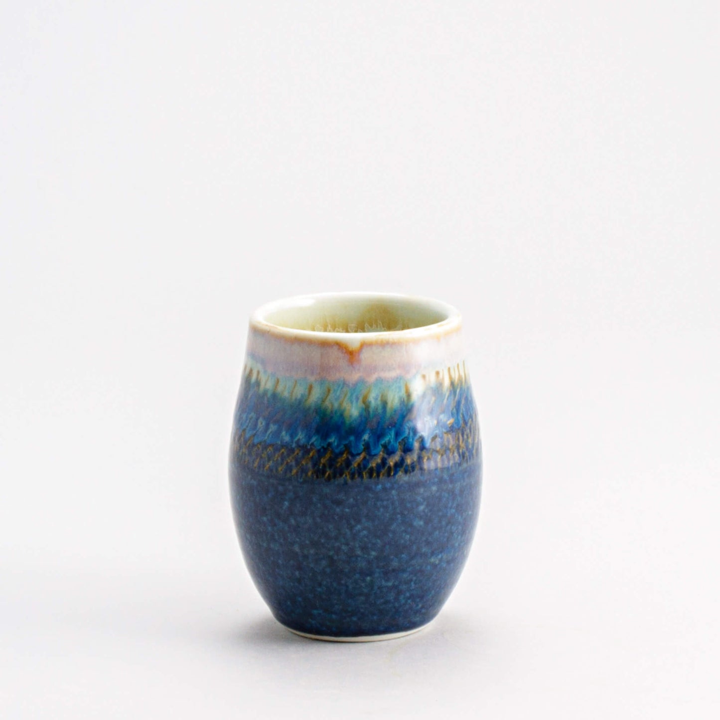 Handmade Pottery Stemless Wine Tumbler made by Carroccia Tony in Italy Cobalt