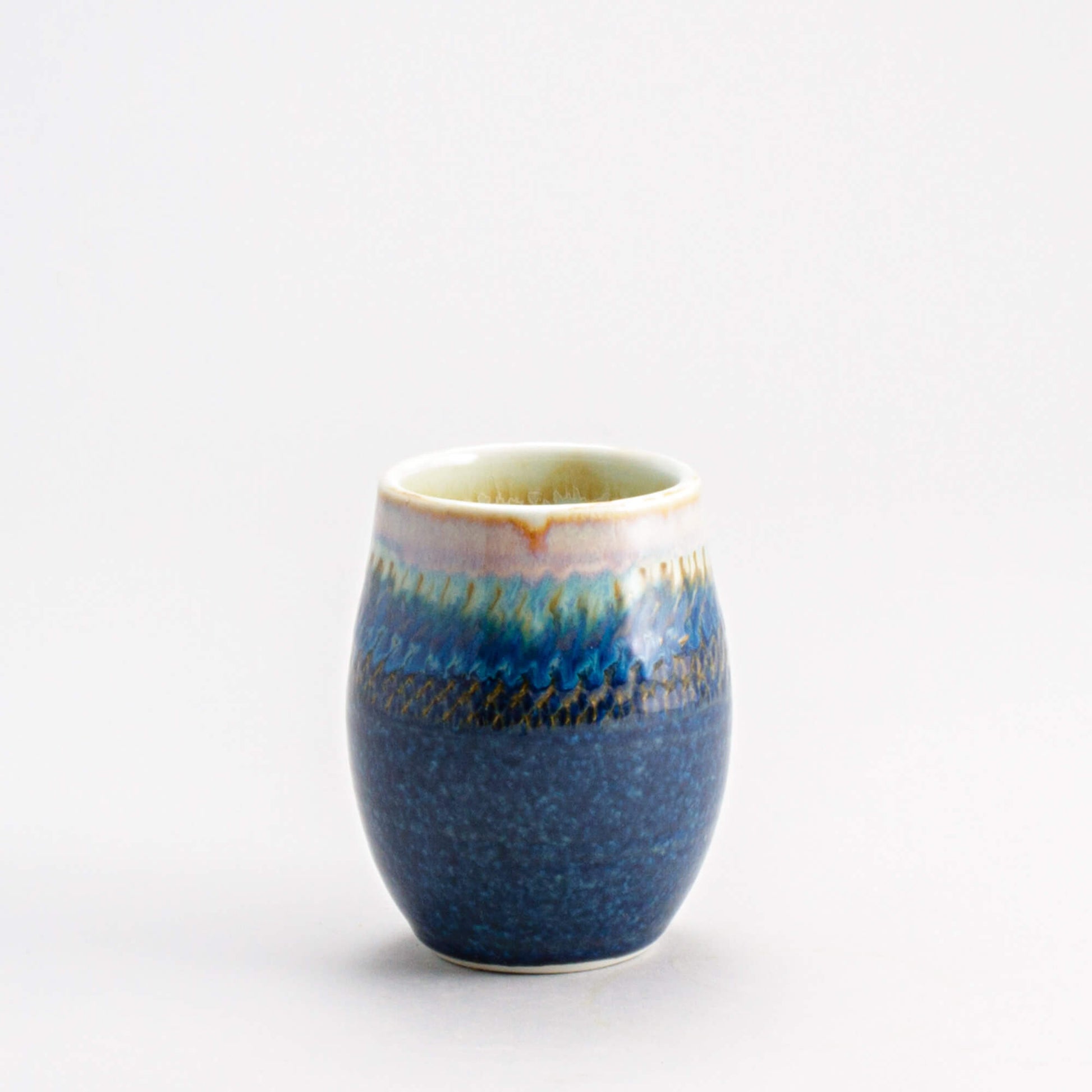 Handmade Pottery Stemless Wine Tumbler made by Carroccia Tony  in Italy Cobalt