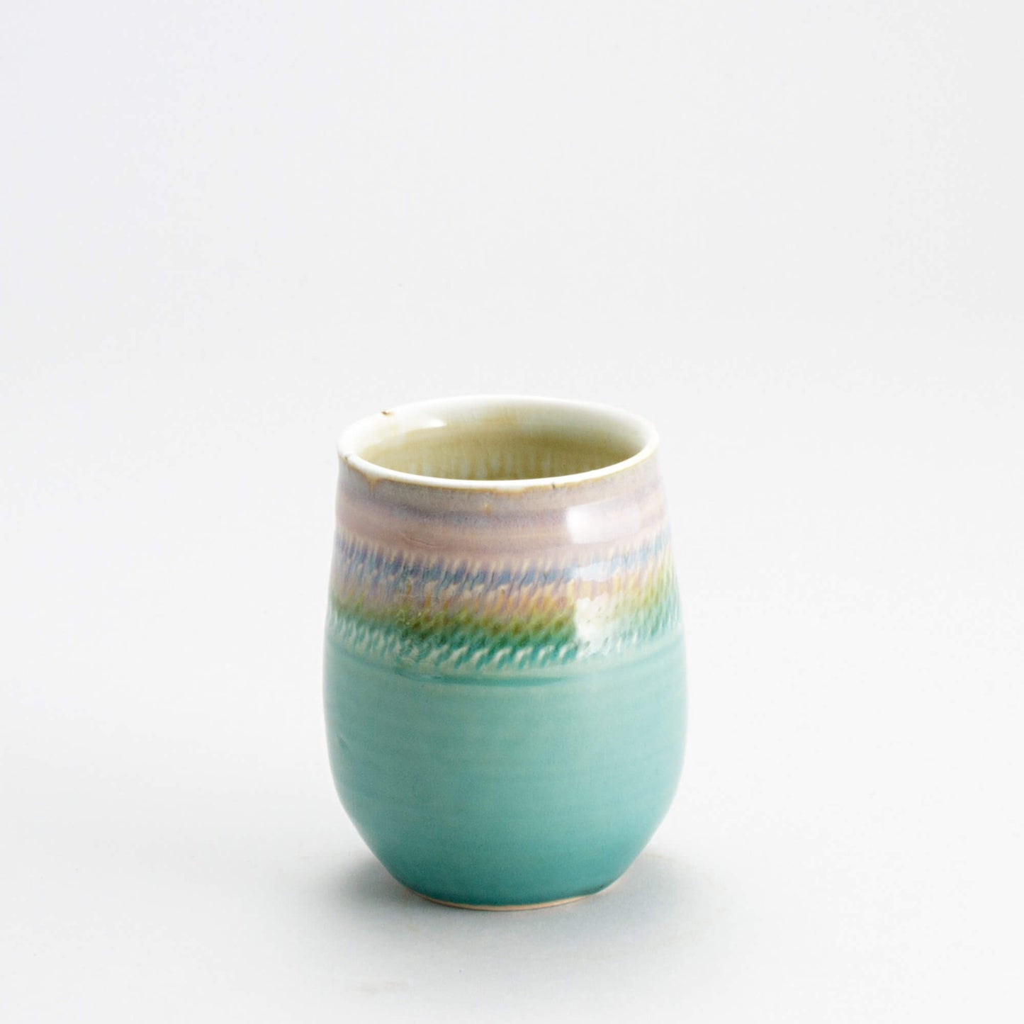 Handmade Pottery Stemless Wine Tumbler made by Carroccia Tony in Italy Green Oribe
