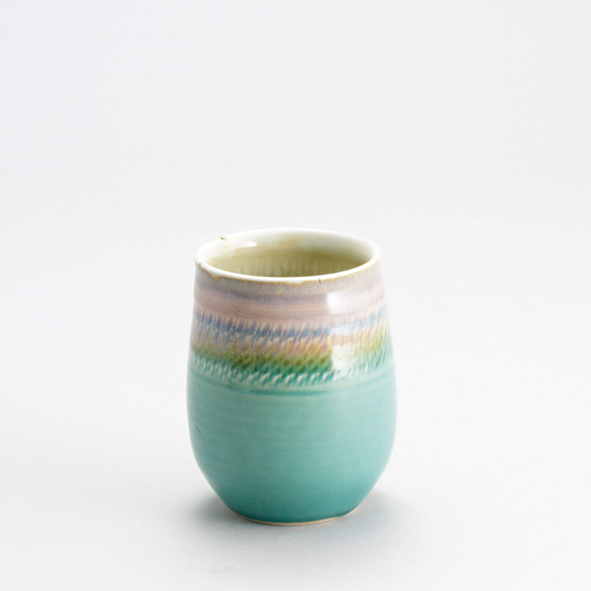 Handmade Pottery Stemless Wine Tumbler made by Carroccia Tony  in Italy Green Oribe