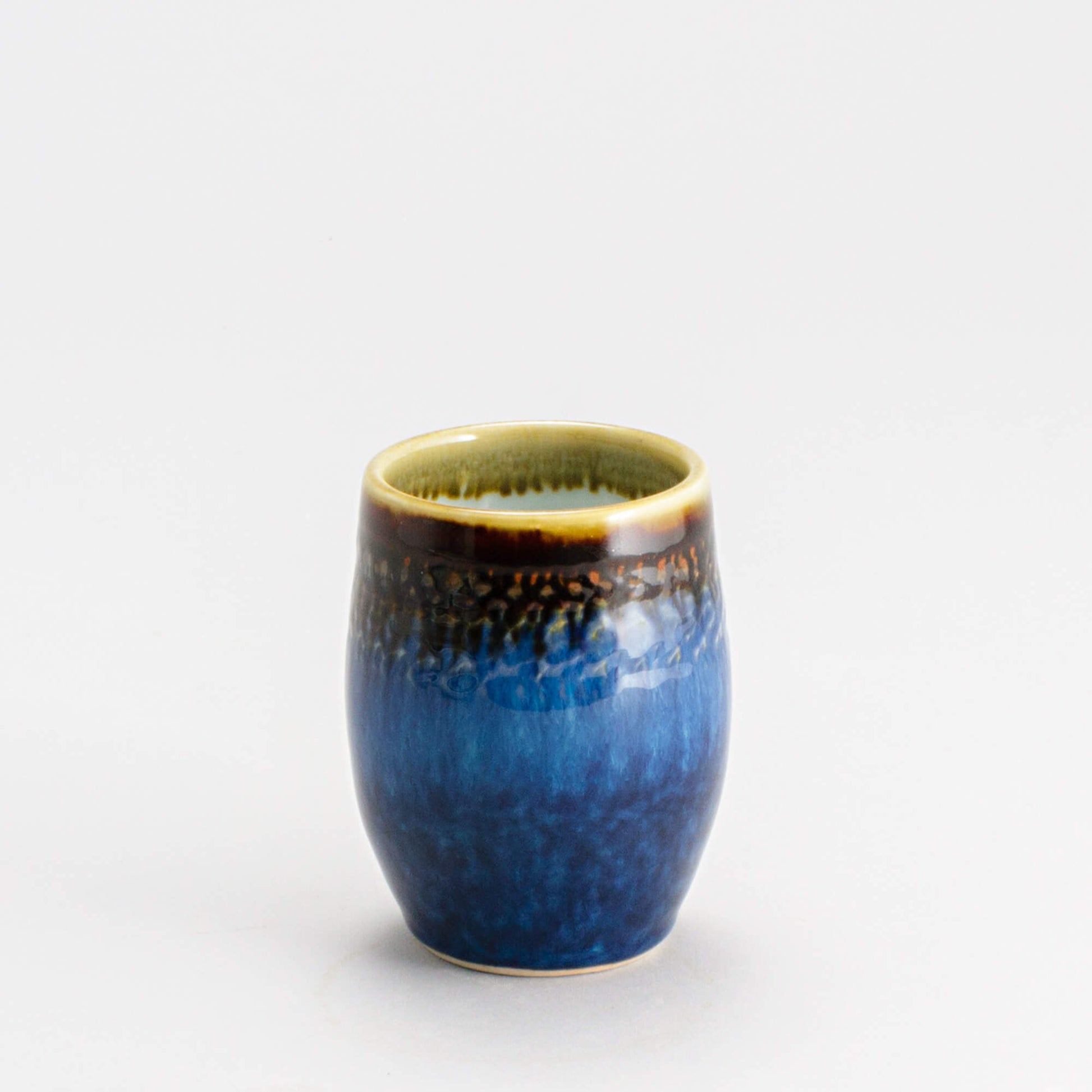 Handmade Pottery Stemless Wine Tumbler made by Carroccia Tony  in Italy Blue Hamada