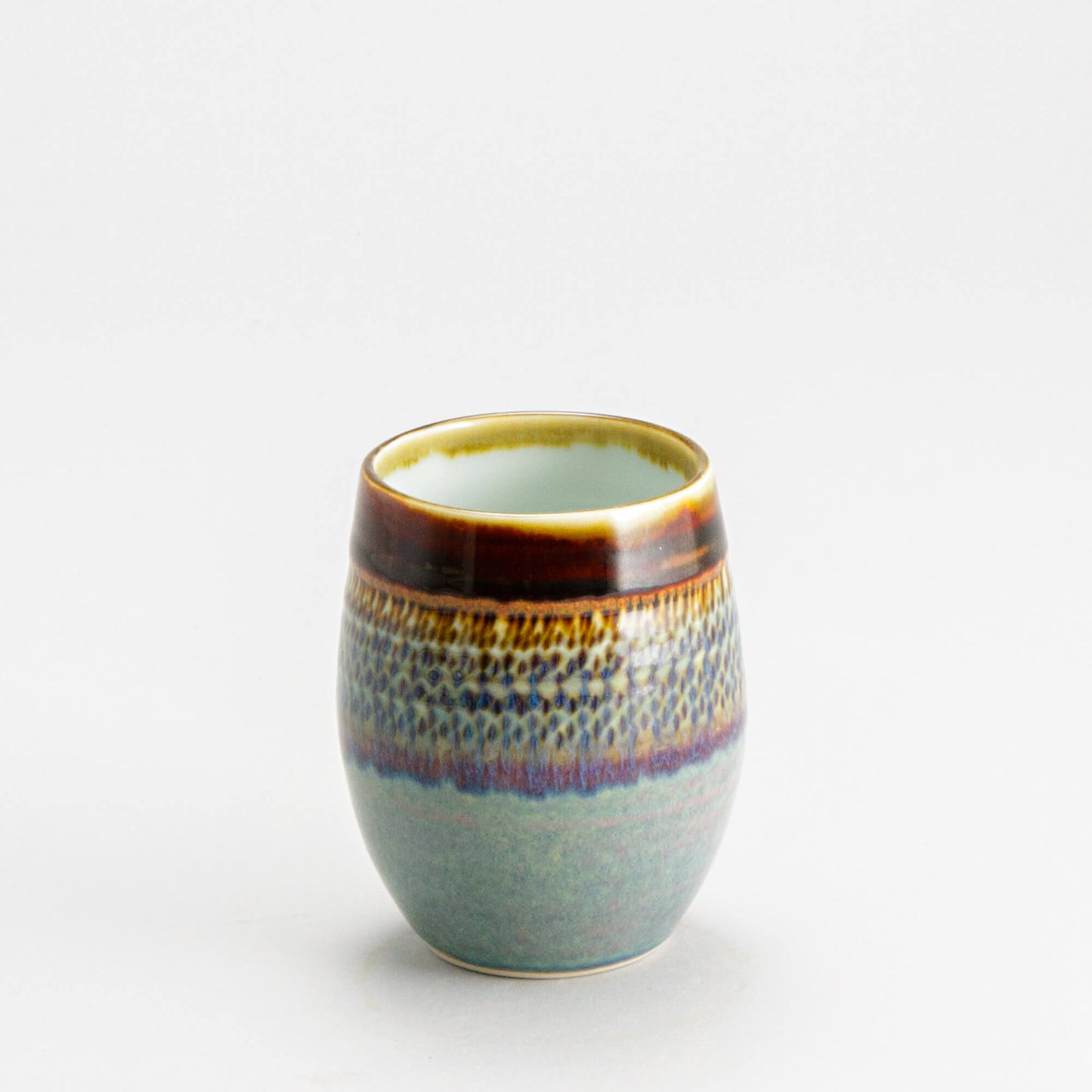 Handmade Pottery Stemless Wine Tumbler made by Carroccia Tony in Italy Purple Hamada