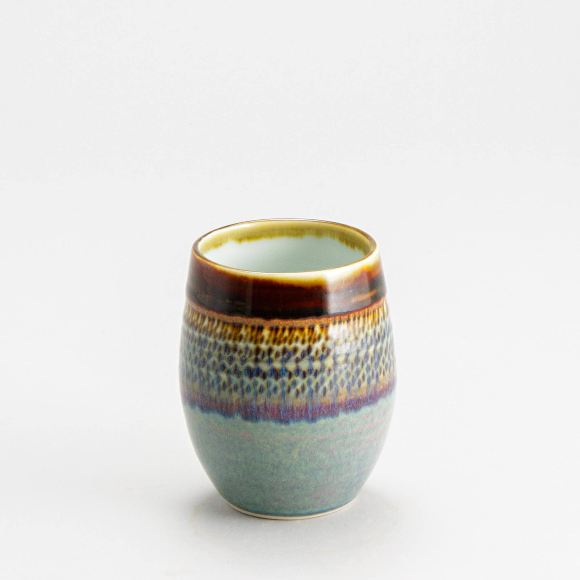 Handmade Pottery Stemless Wine Tumbler made by Carroccia Tony  in Italy Purple Hamada