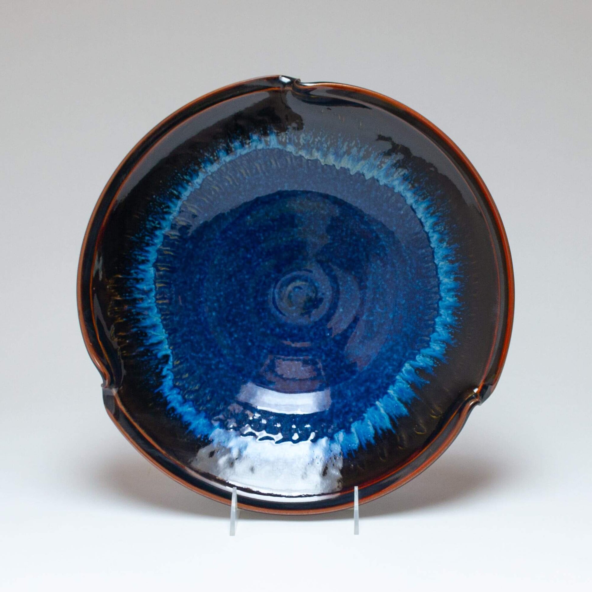 Handmade Pottery Signature Wave Bowl in Blue Hamada pattern made by Carroccia Tony  in Italy