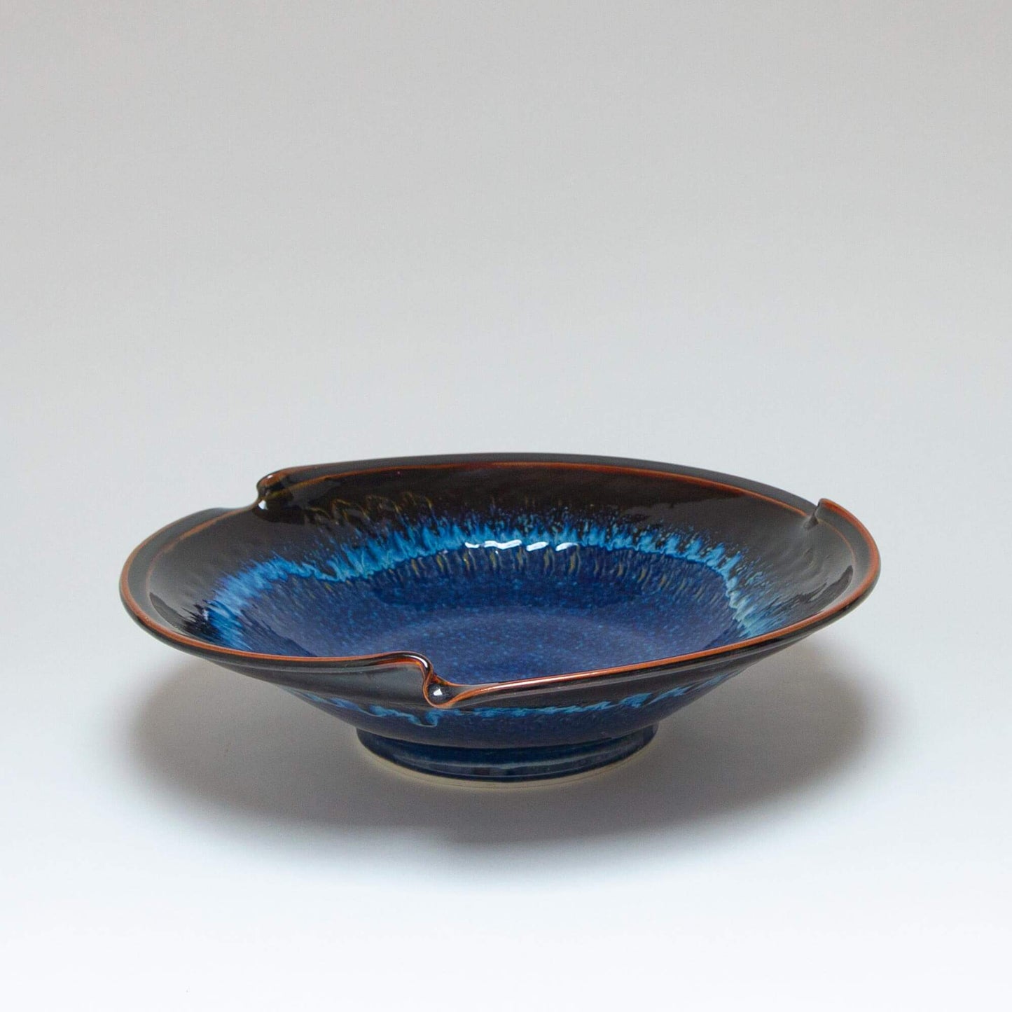 Handmade Pottery Signature Wave Bowl in Blue Hamada pattern made by Carroccia Tony in Italy