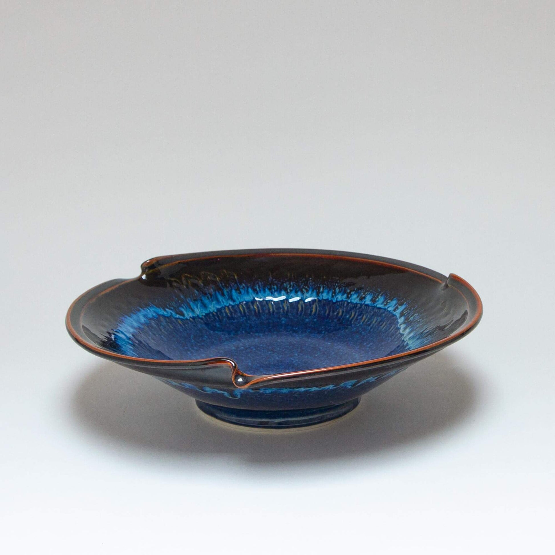 Handmade Pottery Signature Wave Bowl in Blue Hamada pattern made by Carroccia Tony  in Italy