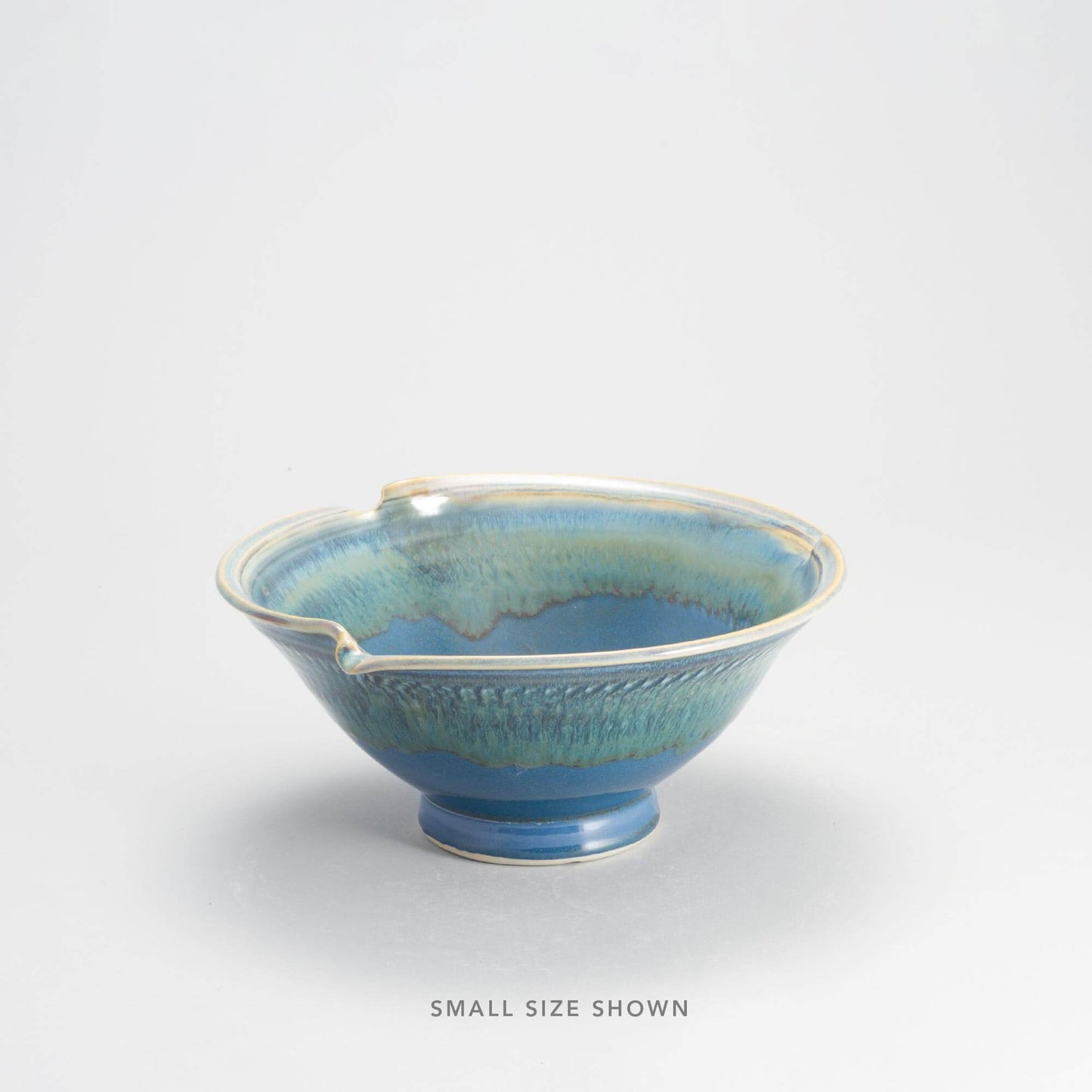 Handmade Pottery Signature Wave Bowl in Blue Oribe pattern made by Carroccia Tony in Italy