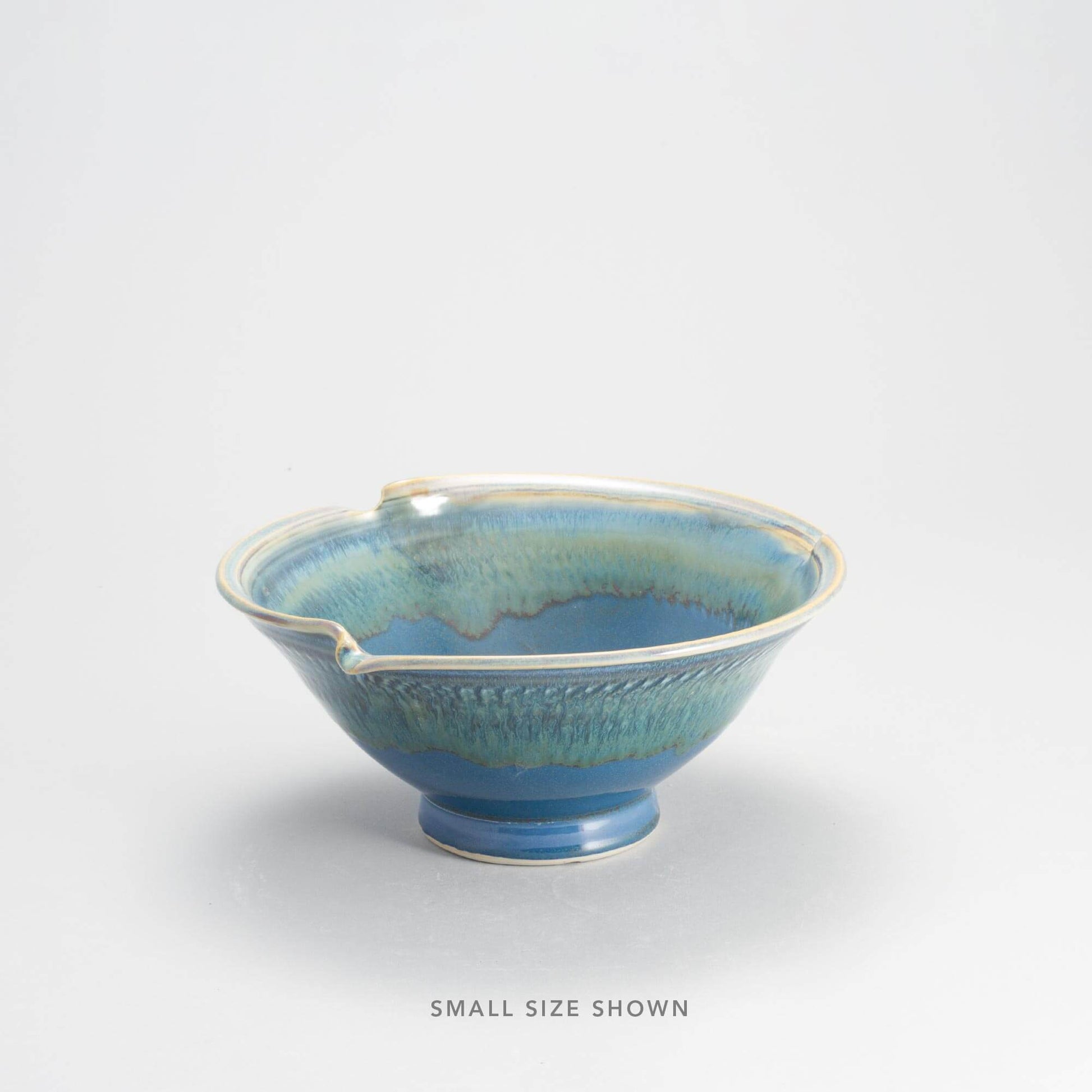 Handmade Pottery Signature Wave Bowl in Blue Oribe pattern made by Carroccia Tony  in Italy