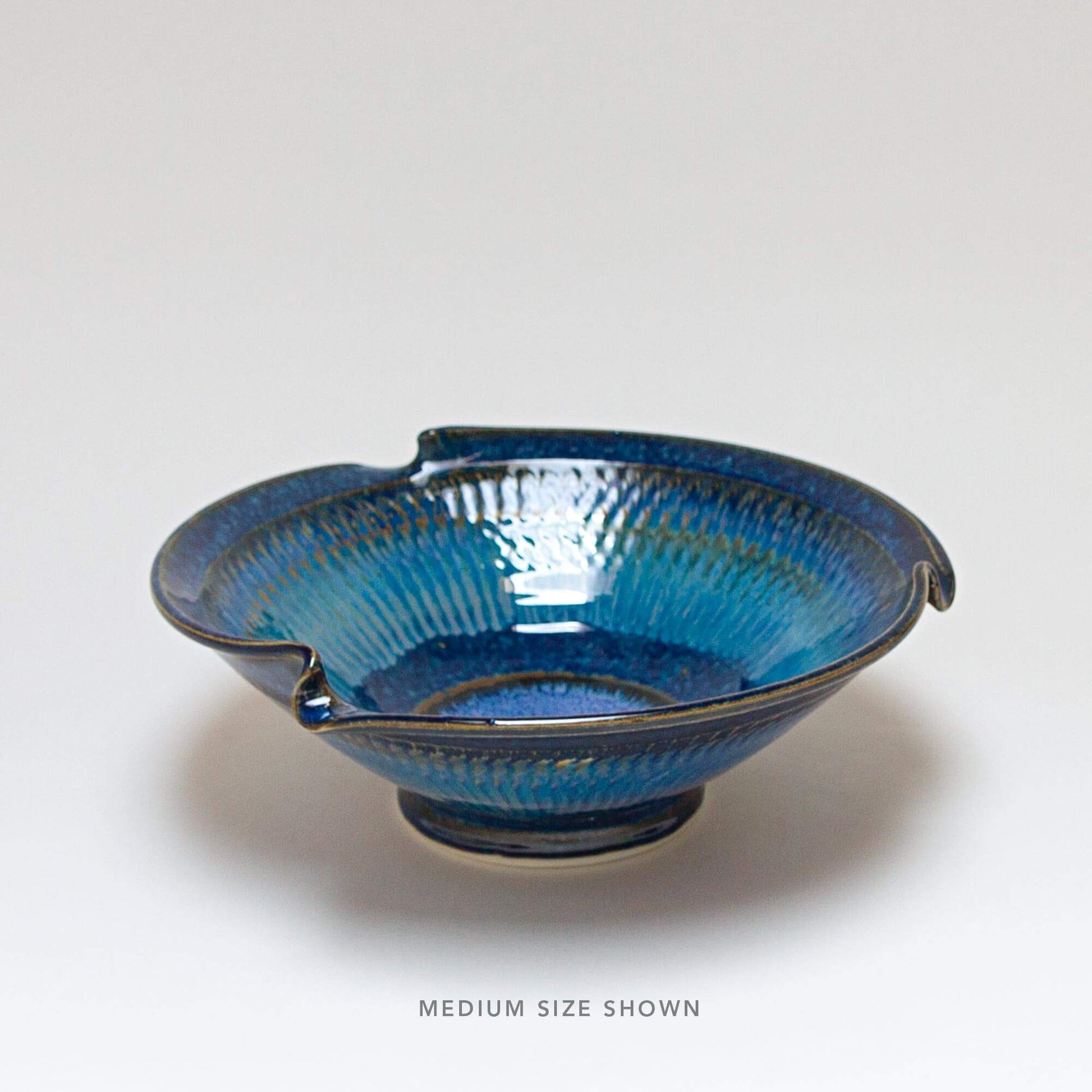 Handmade Pottery Signature Wave Bowl in Cobalt pattern made by Carroccia Tony  in Italy