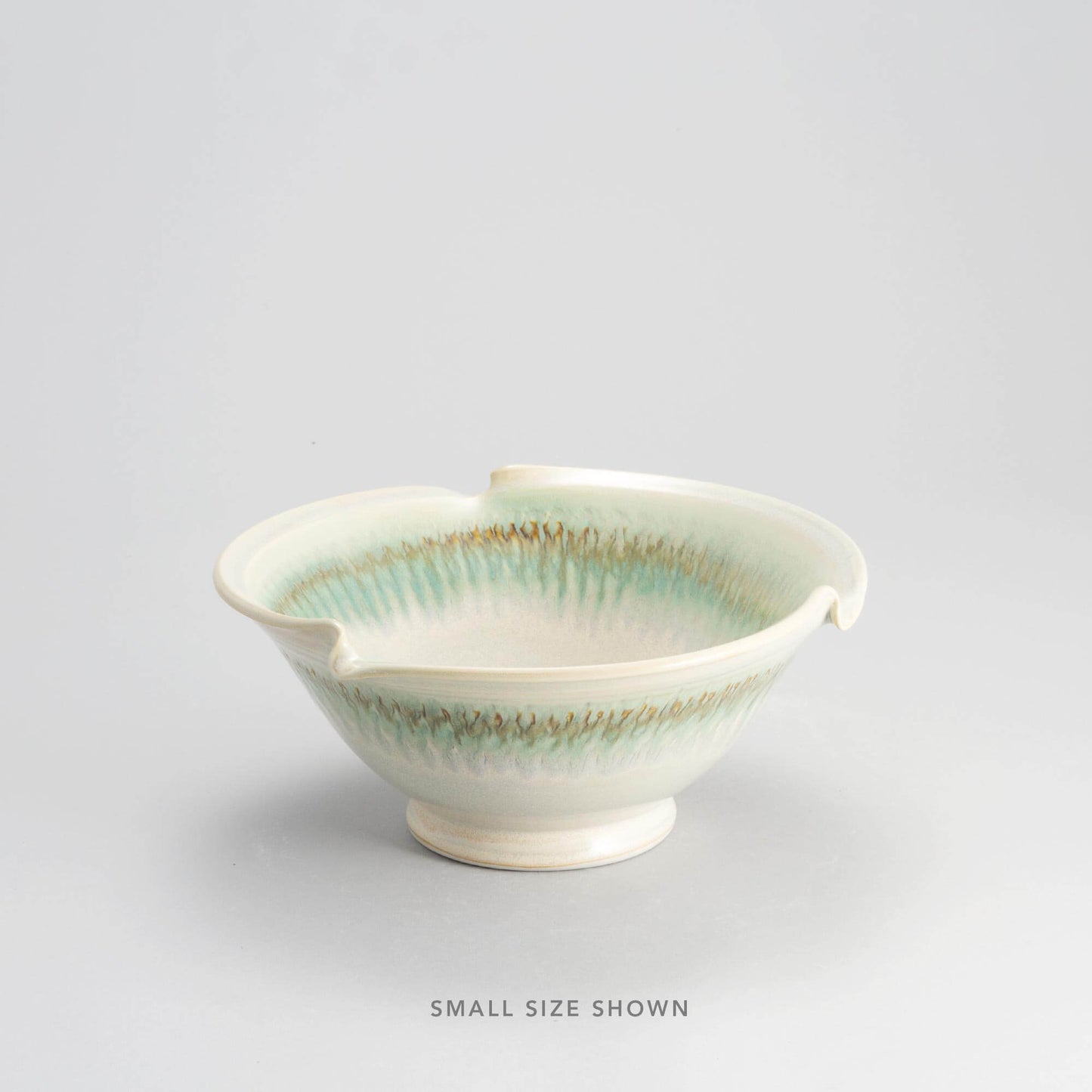 Handmade Pottery Signature Wave Bowl in Ivory & Green pattern made by Carroccia Tony in Italy