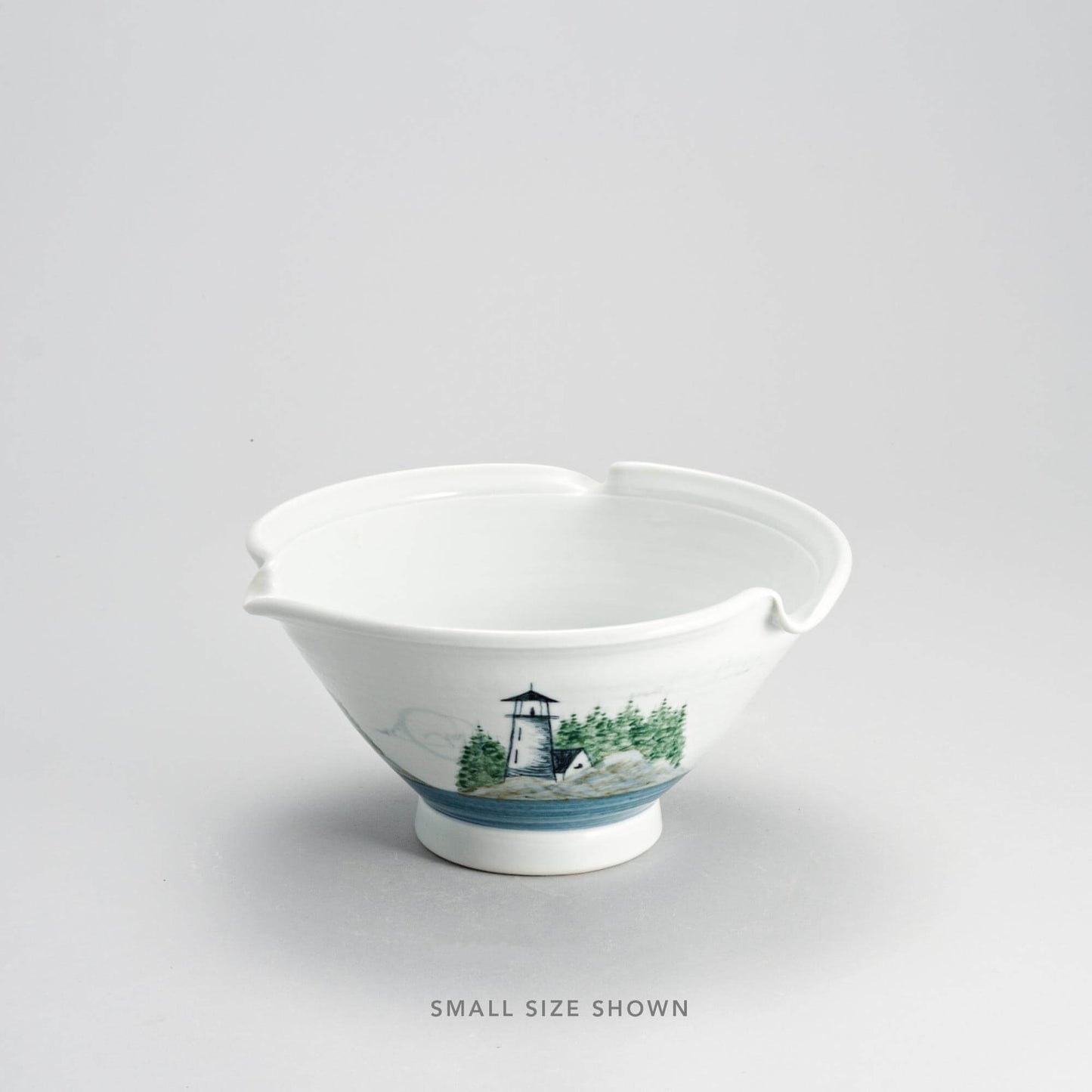 Handmade Pottery Signature Wave Bowl in Lighthouse pattern made by Carroccia Tony in Italy