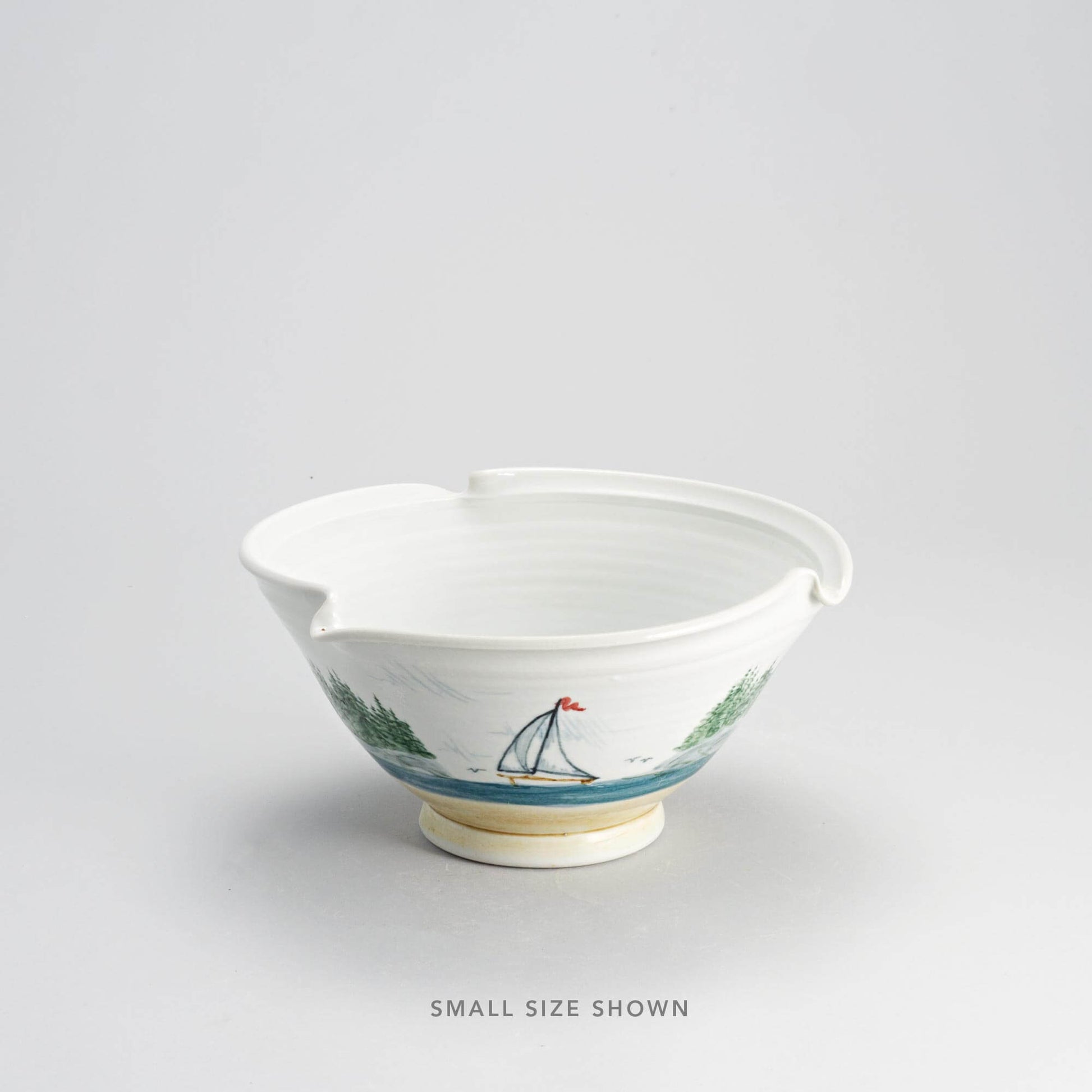 Handmade Pottery Signature Wave Bowl in Sailboat pattern made by Carroccia Tony  in Italy