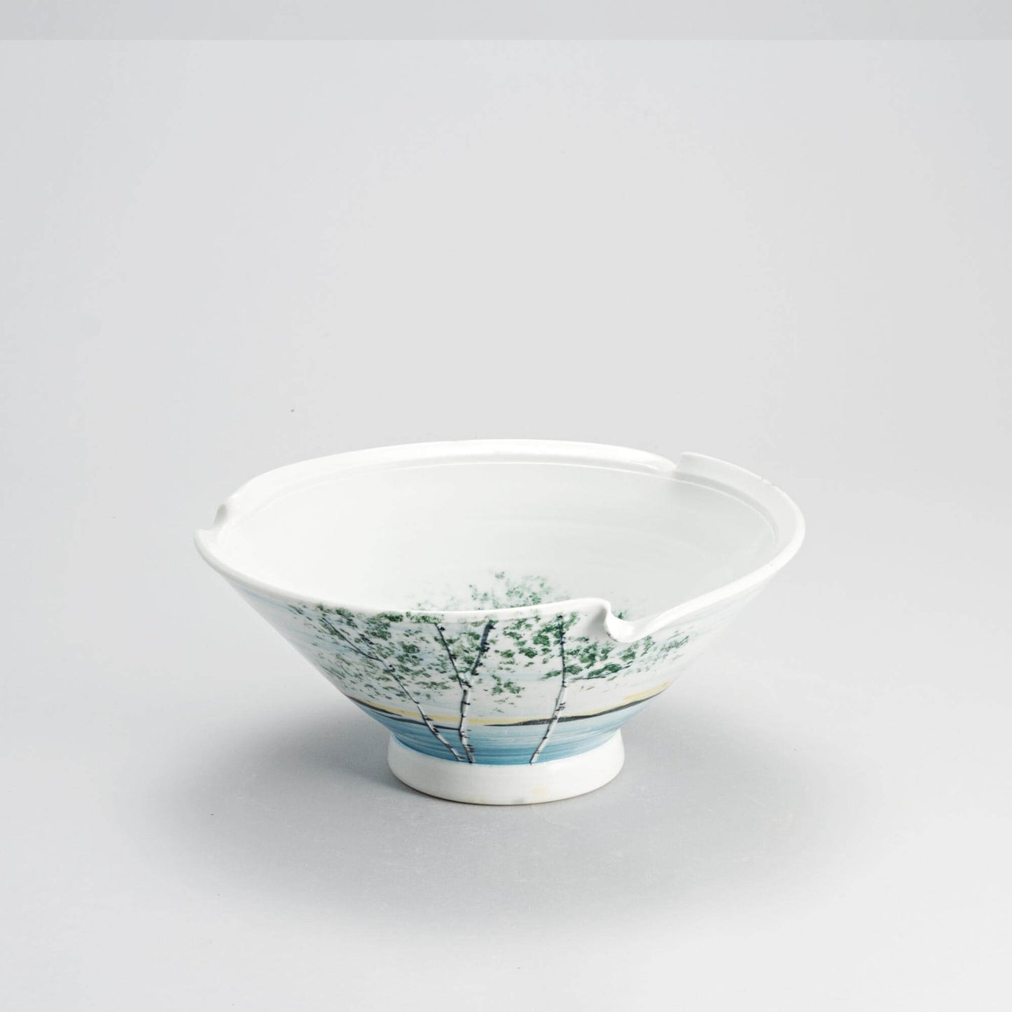Handmade Pottery Signature Wave Bowl in Birch Point pattern made by Carroccia Tony in Italy