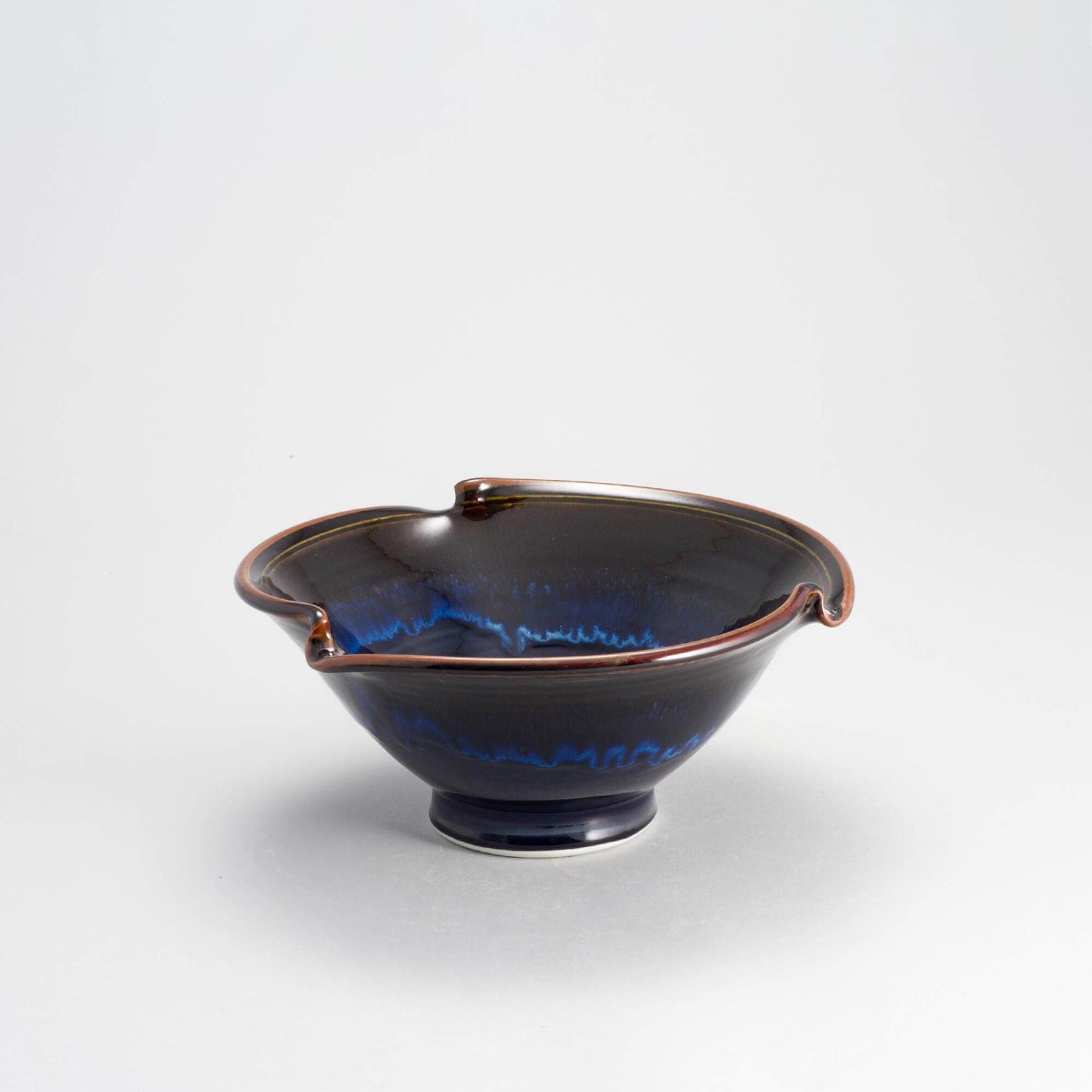 Handmade Pottery Signature Wave Bowl in Blue Hamada pattern made by Carroccia Tony in Italy