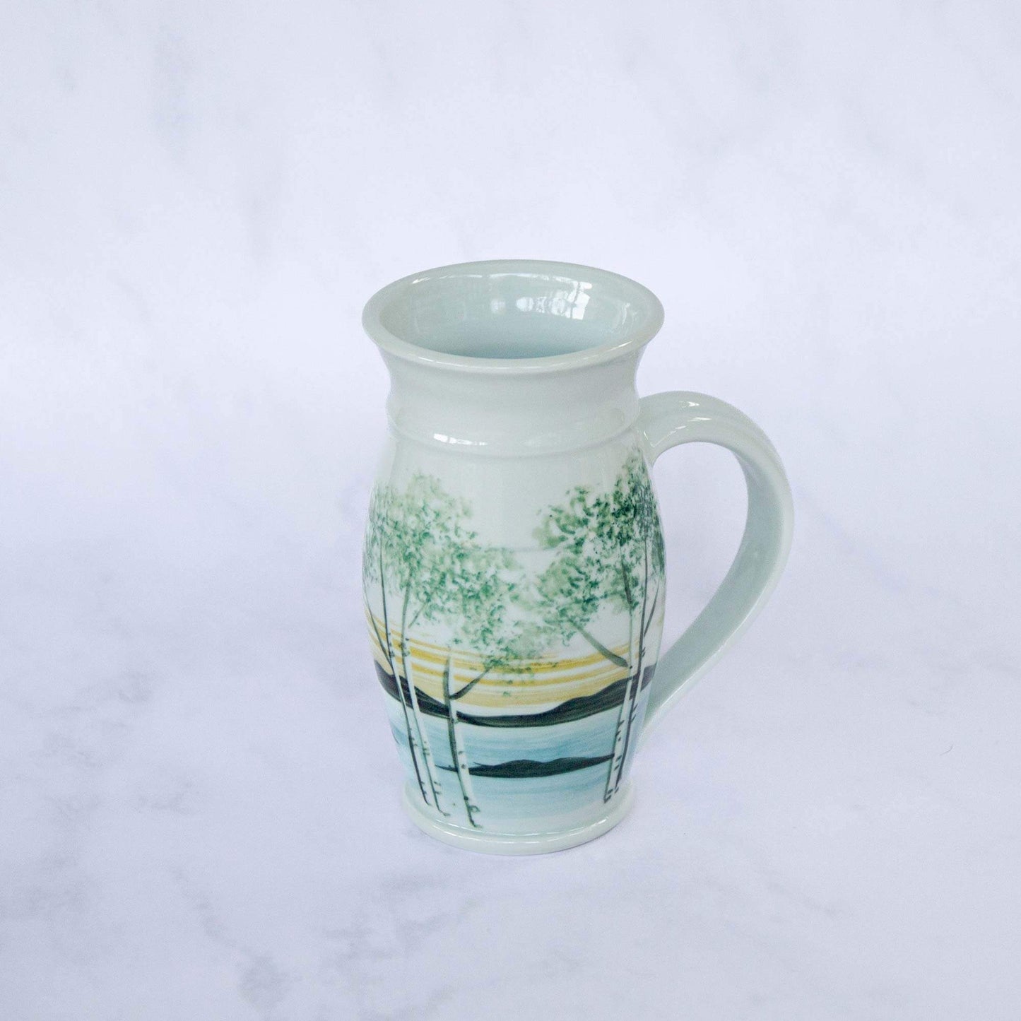 Handmade Pottery Beer Stein in Birch pattern made by Carroccia Tony in Italy