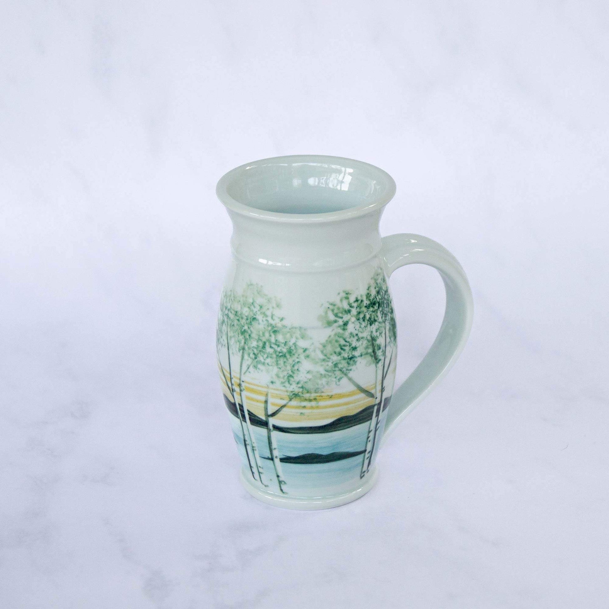 Handmade Pottery Beer Stein in Birch pattern made by Carroccia Tony in Italy