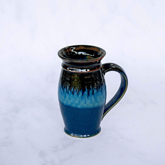 Handmade Pottery Beer Stein in Blue Hamada pattern made by Carroccia Tony  in Italy