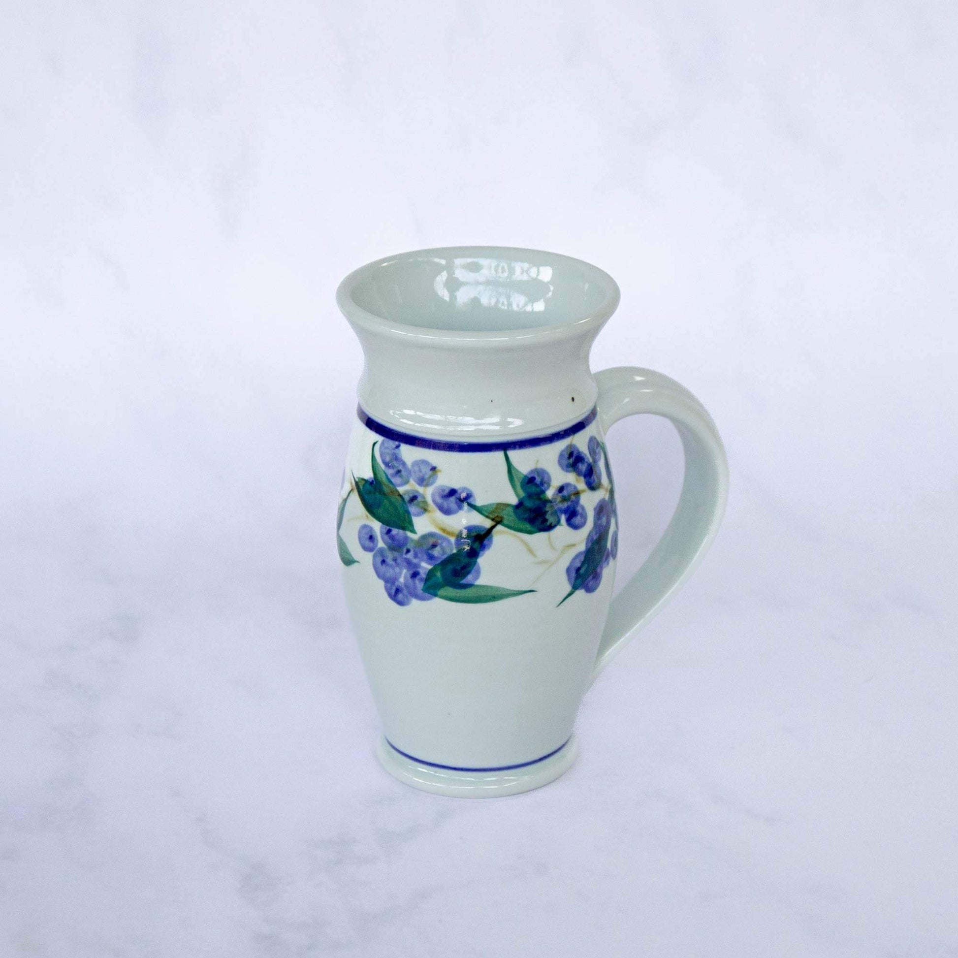 Handmade Pottery Beer Stein in Blueberry pattern made by Carroccia Tony in Italy