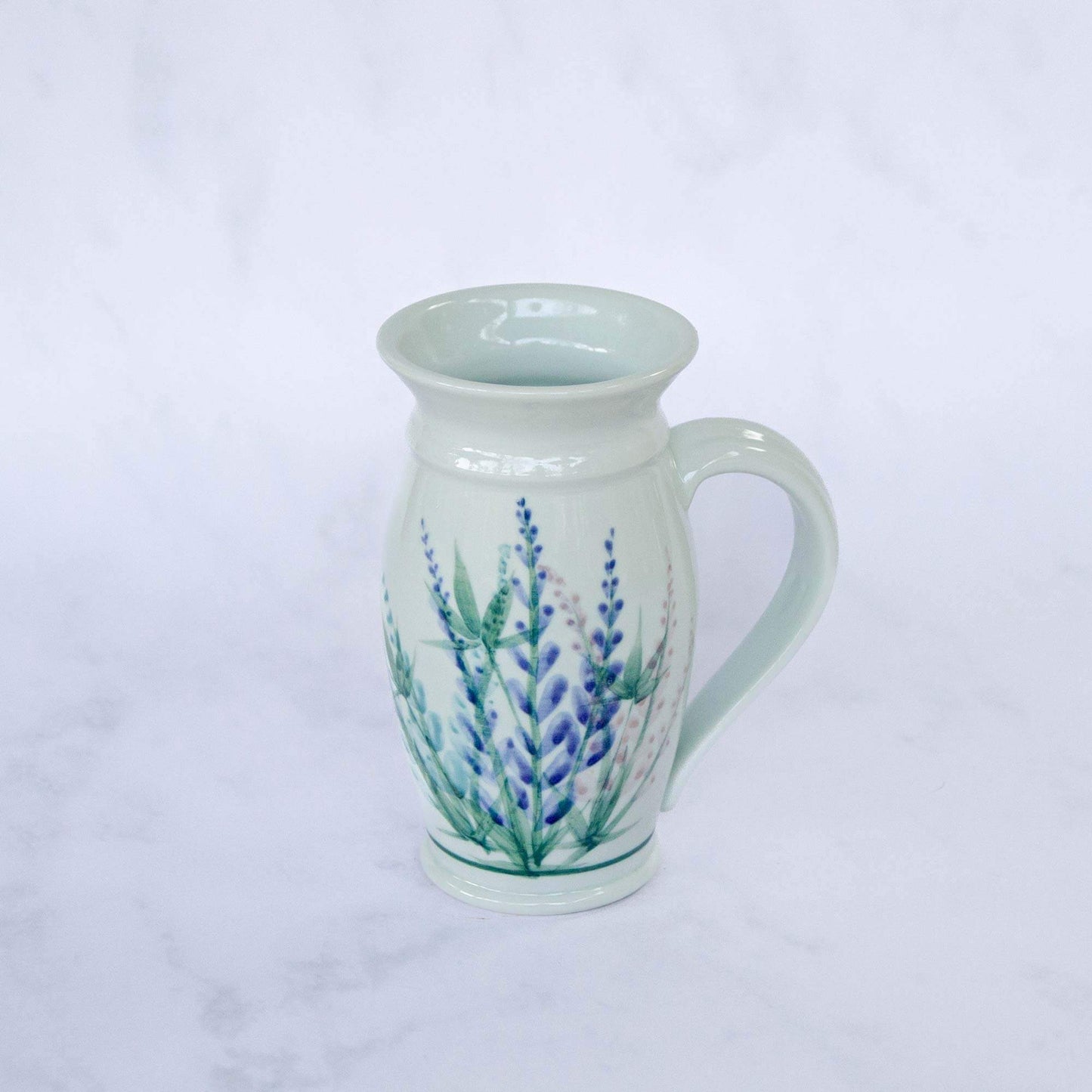 Handmade Pottery Beer Stein in Lupine pattern made by Carroccia Tony in Italy