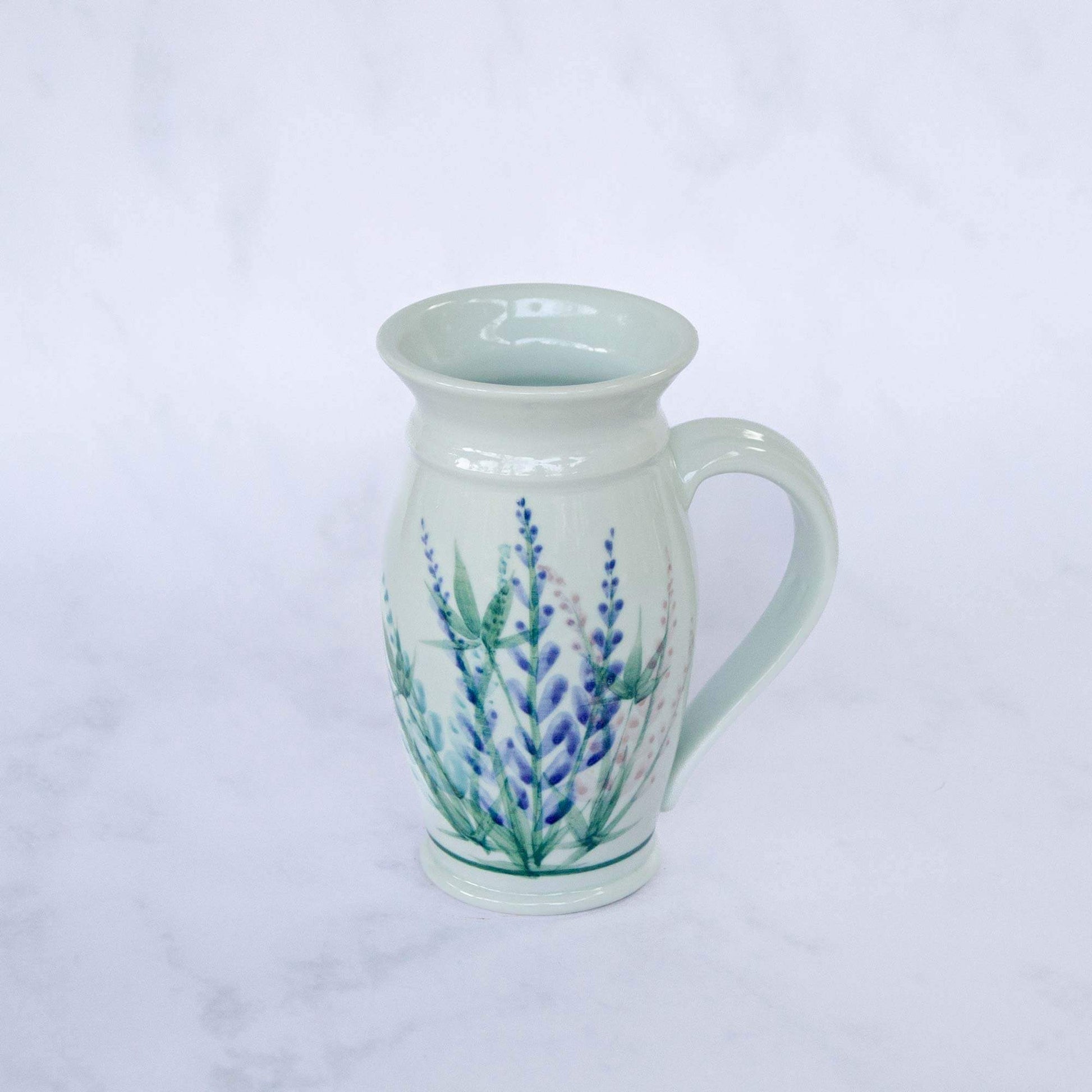 Handmade Pottery Beer Stein in Lupine pattern made by Carroccia Tony in Italy
