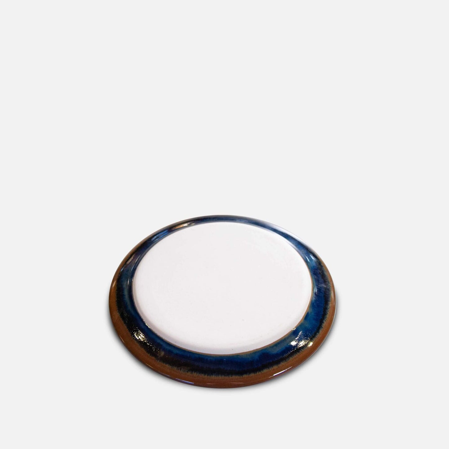 Handmade Pottery Classic Dessert Plate in Blue Hamada pattern made by Carroccia Tony in Italy