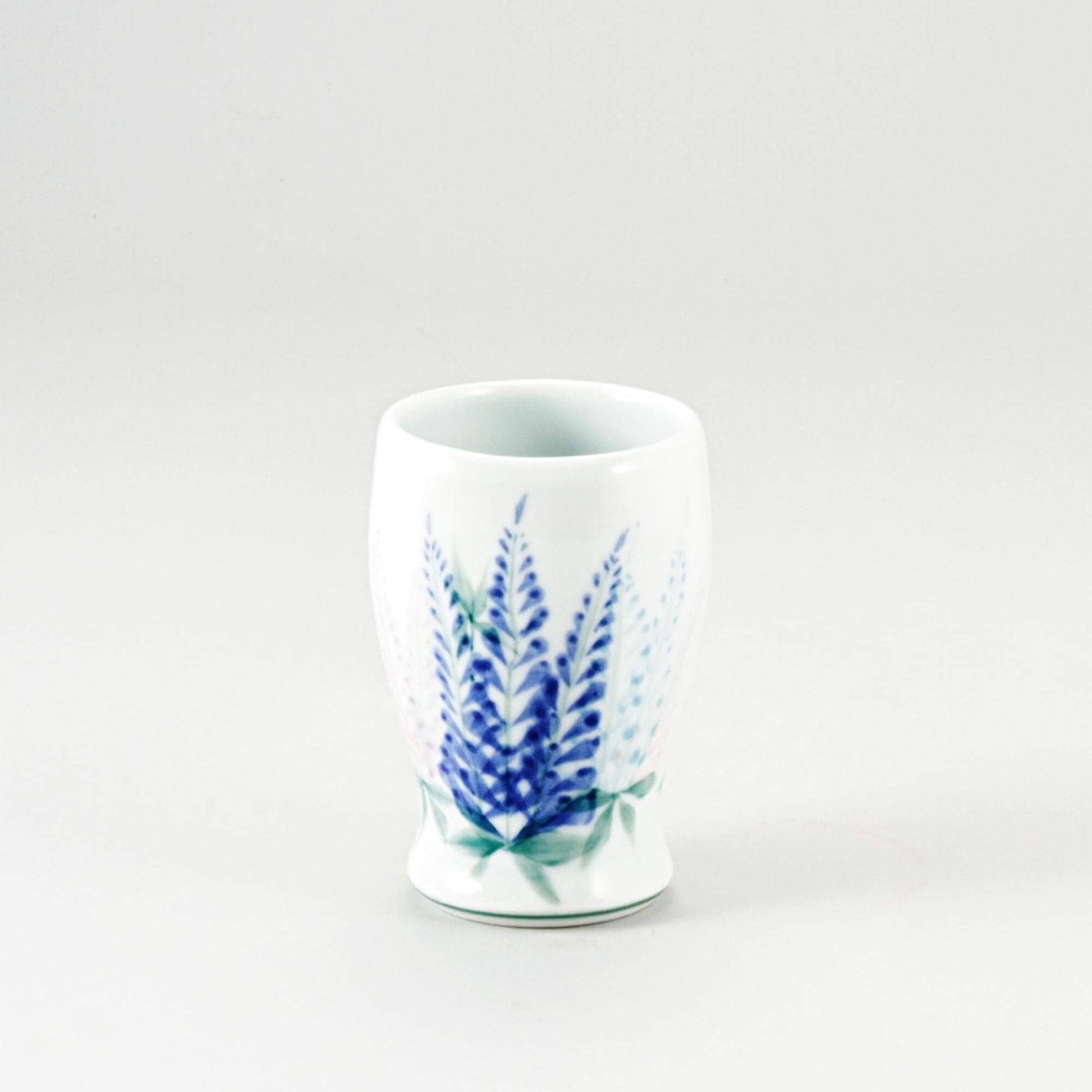 Handmade Pottery Curvy Tumbler in Lupine pattern made by Carroccia Tony in Italy