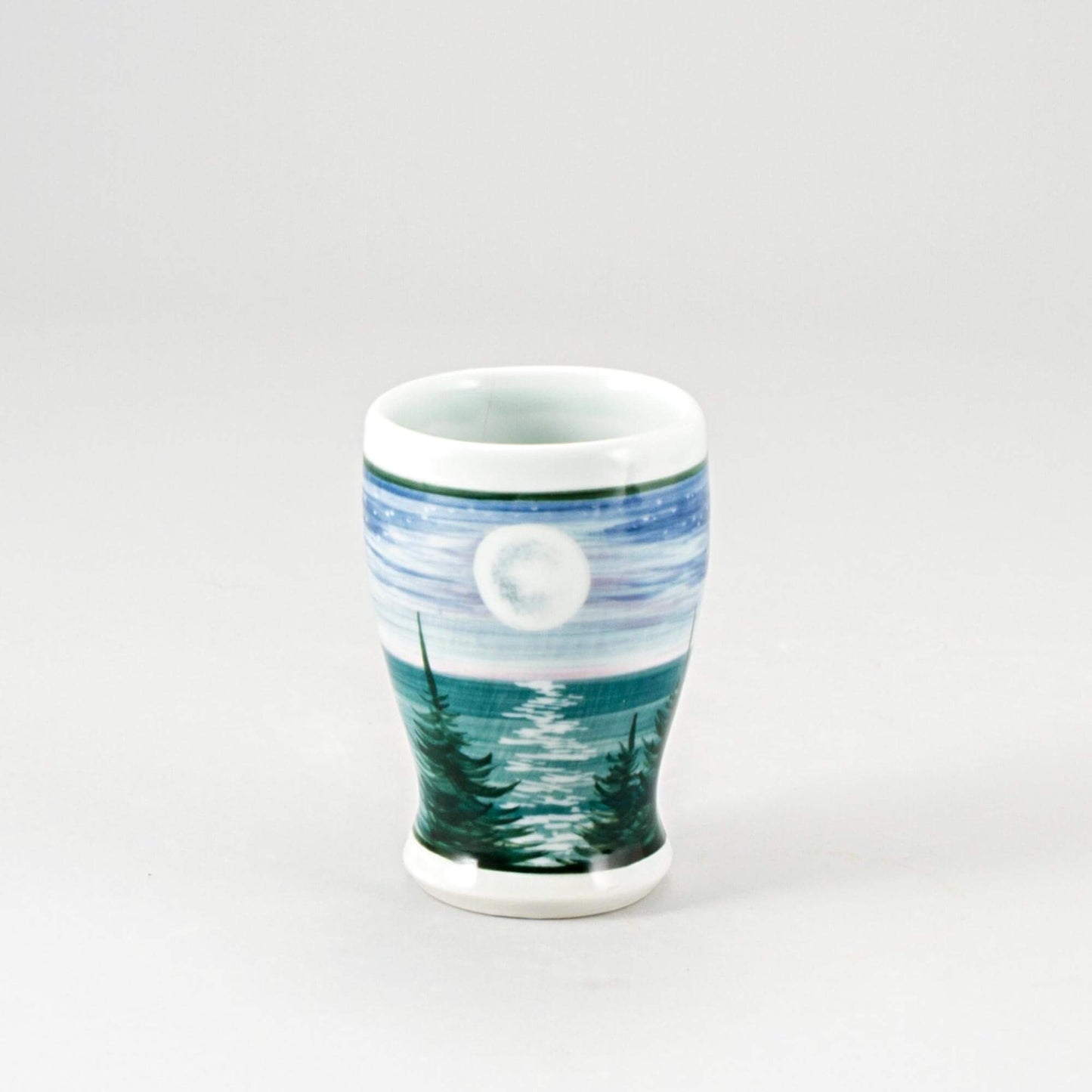 Handmade Pottery Curvy Tumbler in Moon pattern made by Carroccia Tony in Italy