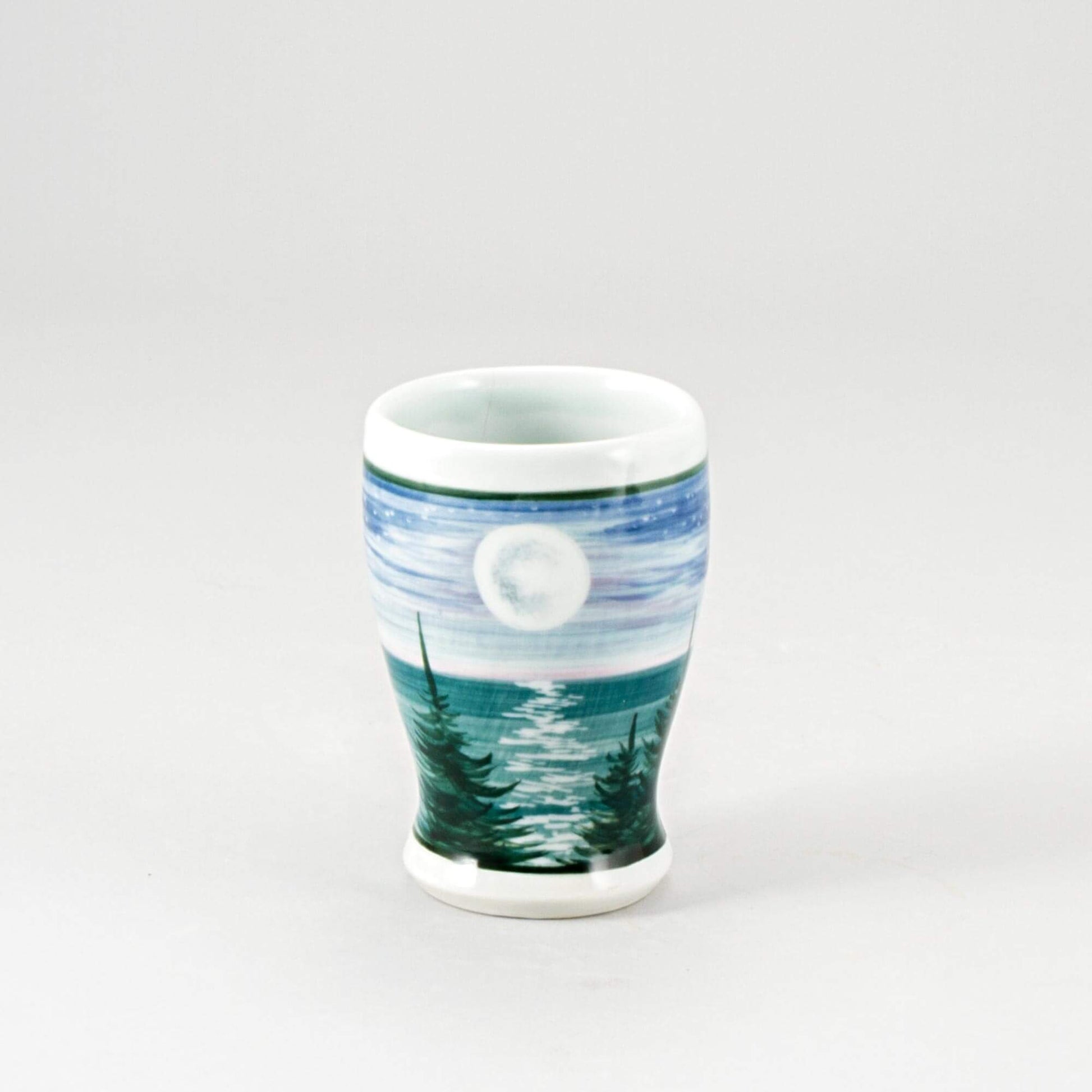Handmade Pottery Curvy Tumbler in Moon pattern made by Carroccia Tony in Italy