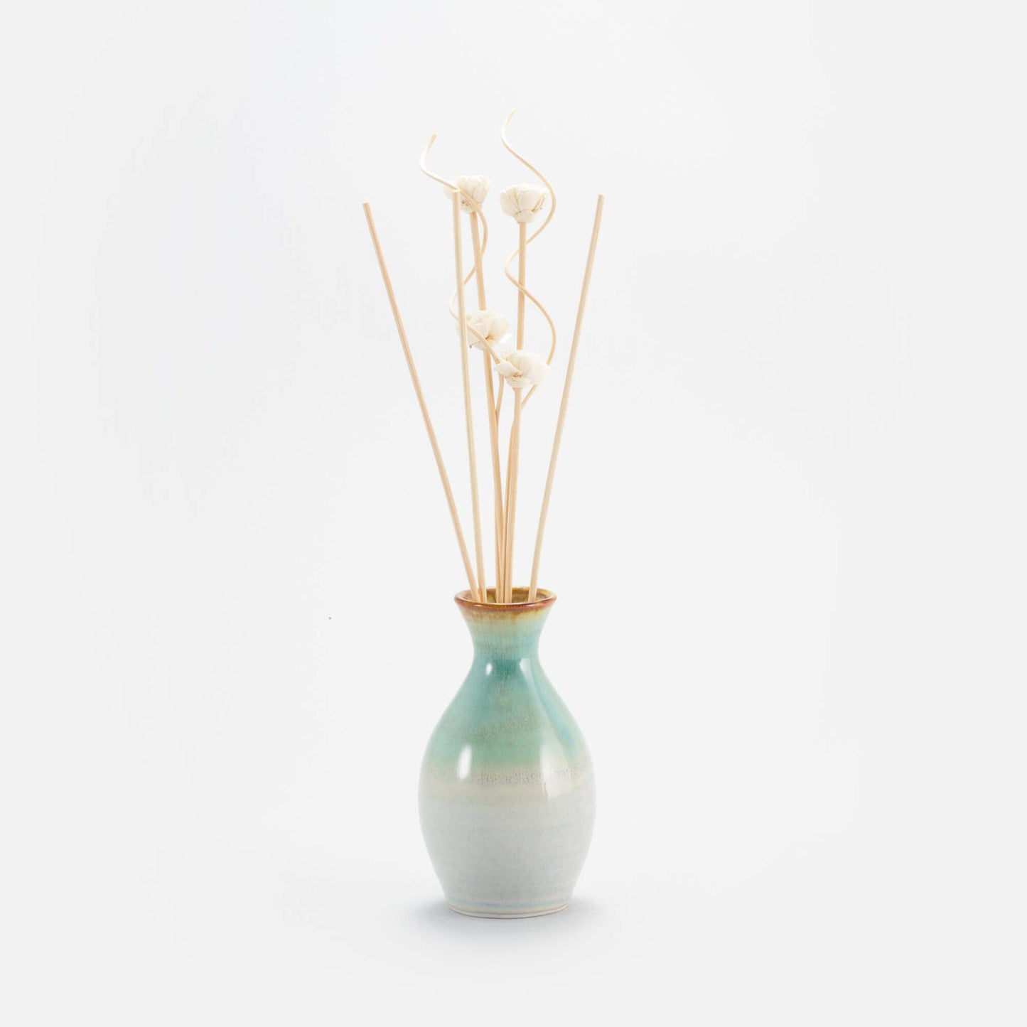 Handmade Pottery Diffuser in Ivory & Green pattern made by Carroccia Tony in Italy