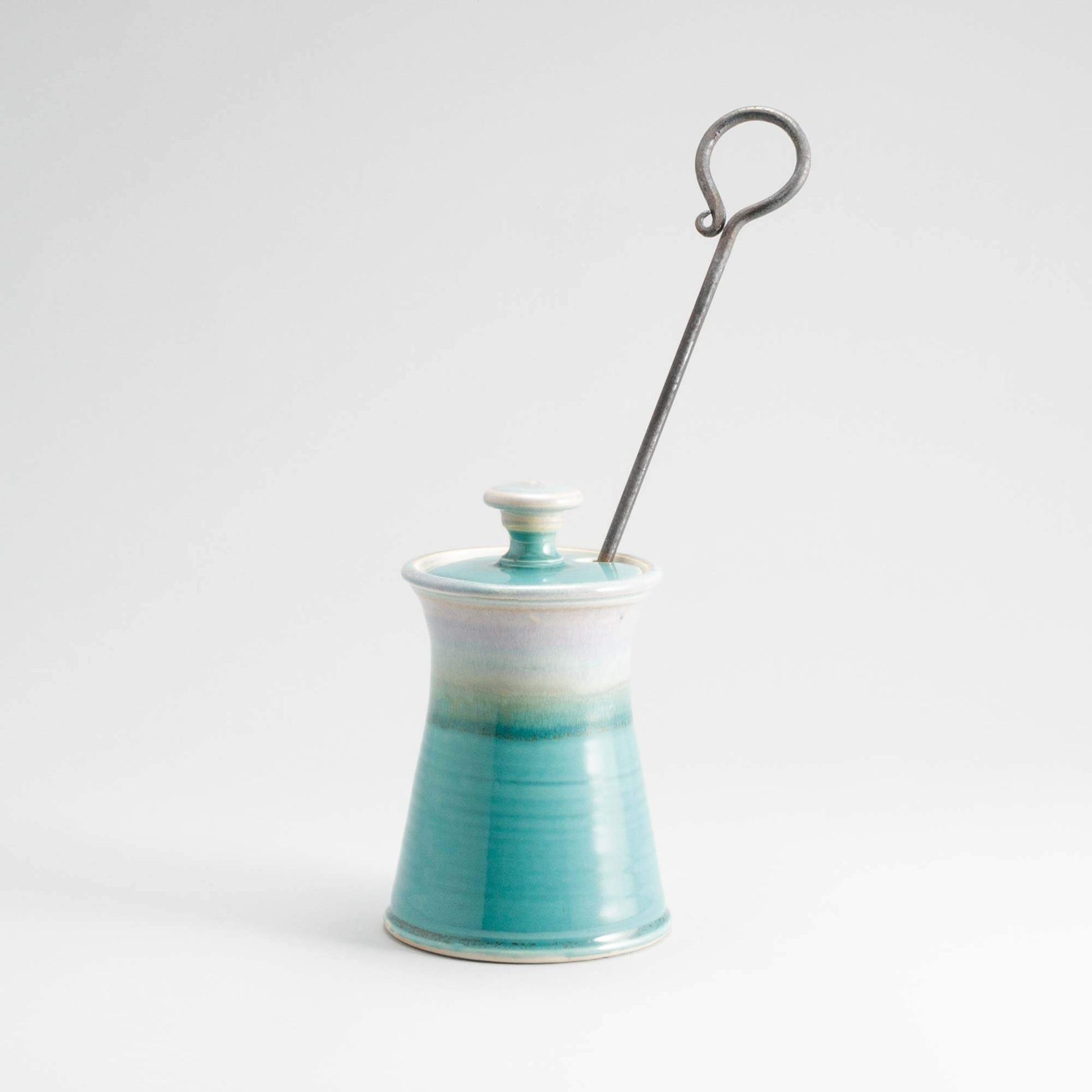 Handmade Pottery Firelighter in Green Oribe pattern made by Carroccia Tony  in Italy