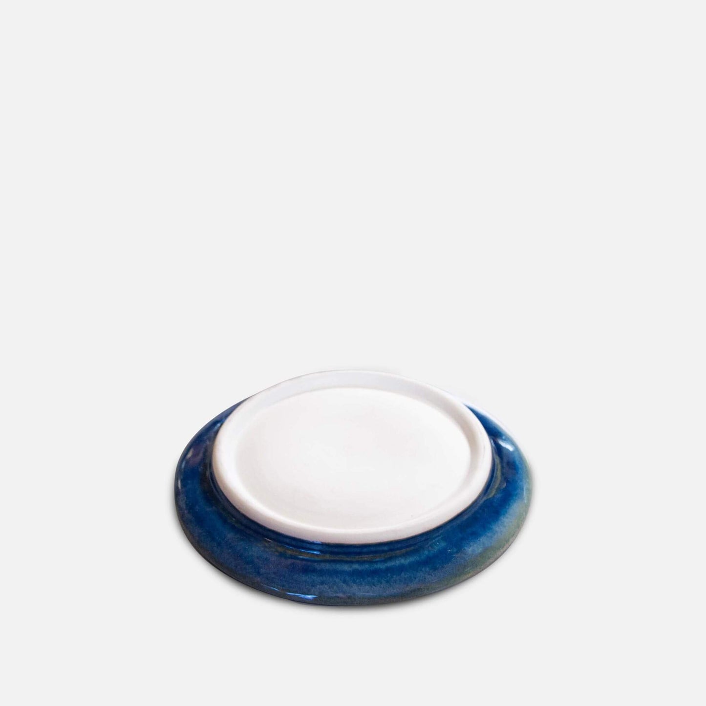 Handmade Pottery Footed Dessert Plate in Cobalt pattern made by Carroccia Tony in Italy