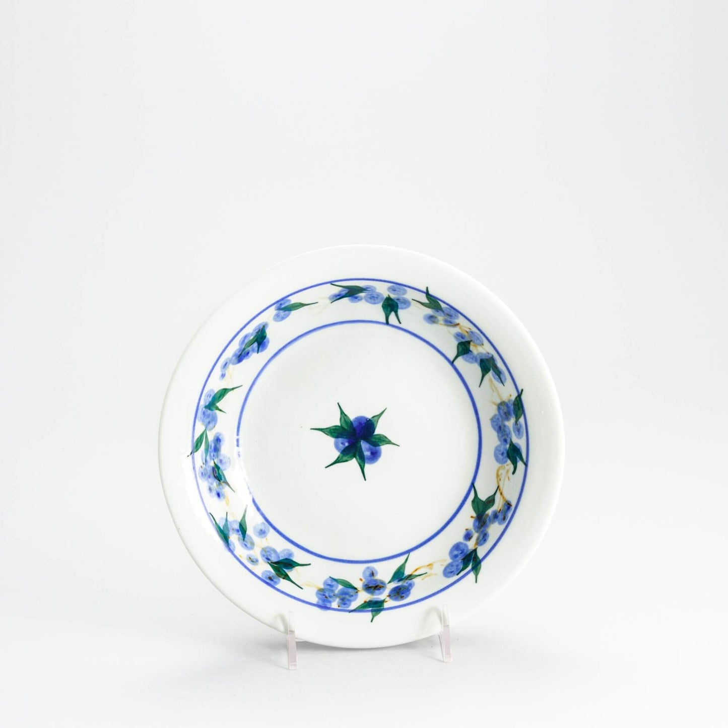 Handmade Pottery Individual Pasta Bowl in Blueberry pattern made by Carroccia Tony in Italy