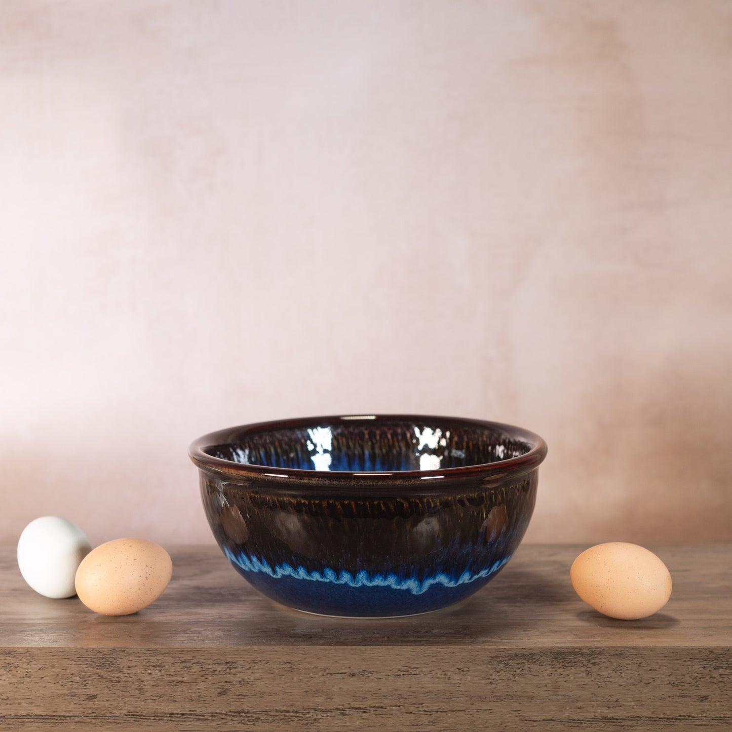 Handmade Pottery 8 Inch Mixing Bowl in Blue Hamada pattern made by Carroccia Tony in Italy