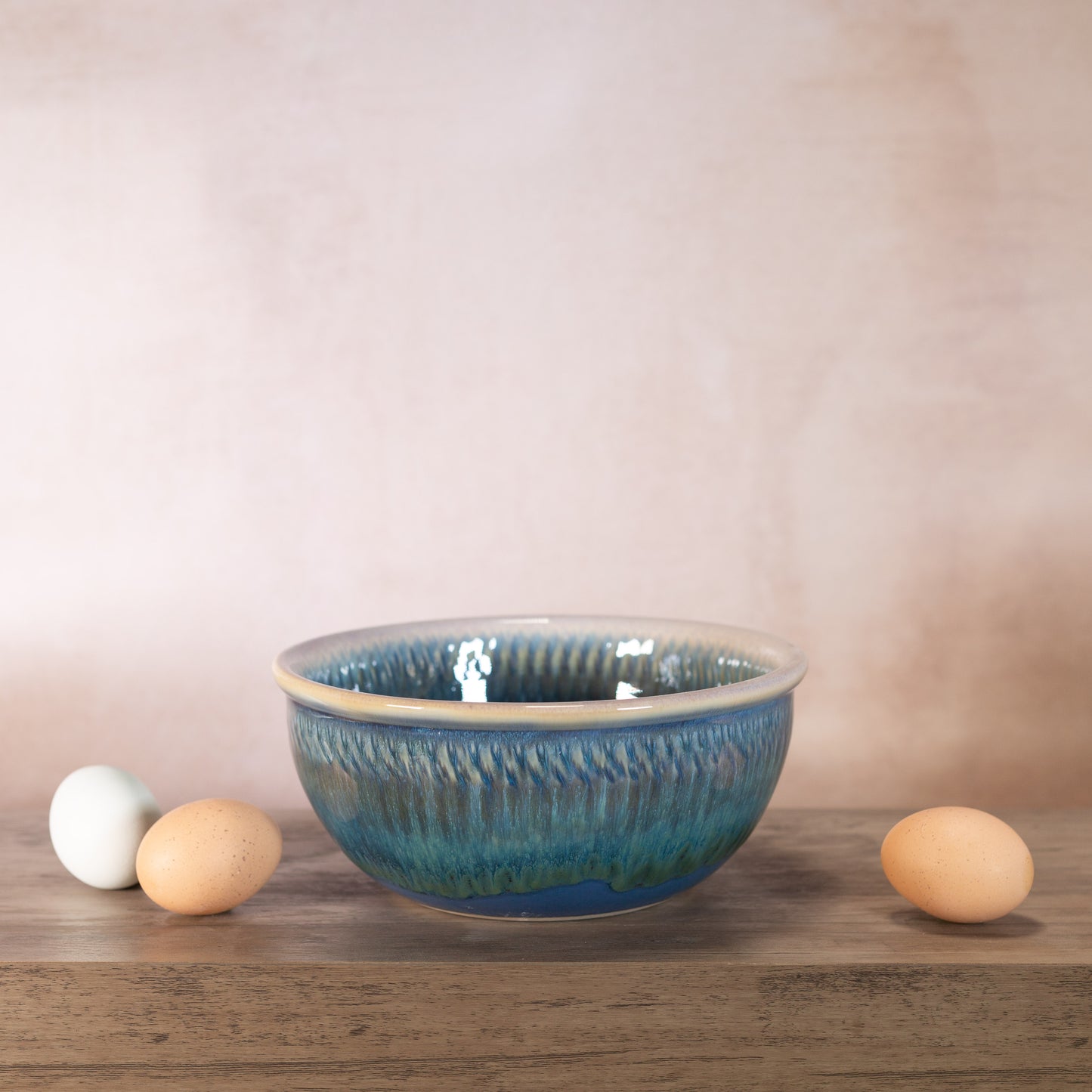 Handmade Pottery 8 Inch Mixing Bowl in Blue Oribe pattern made by Carroccia Tony in Italy