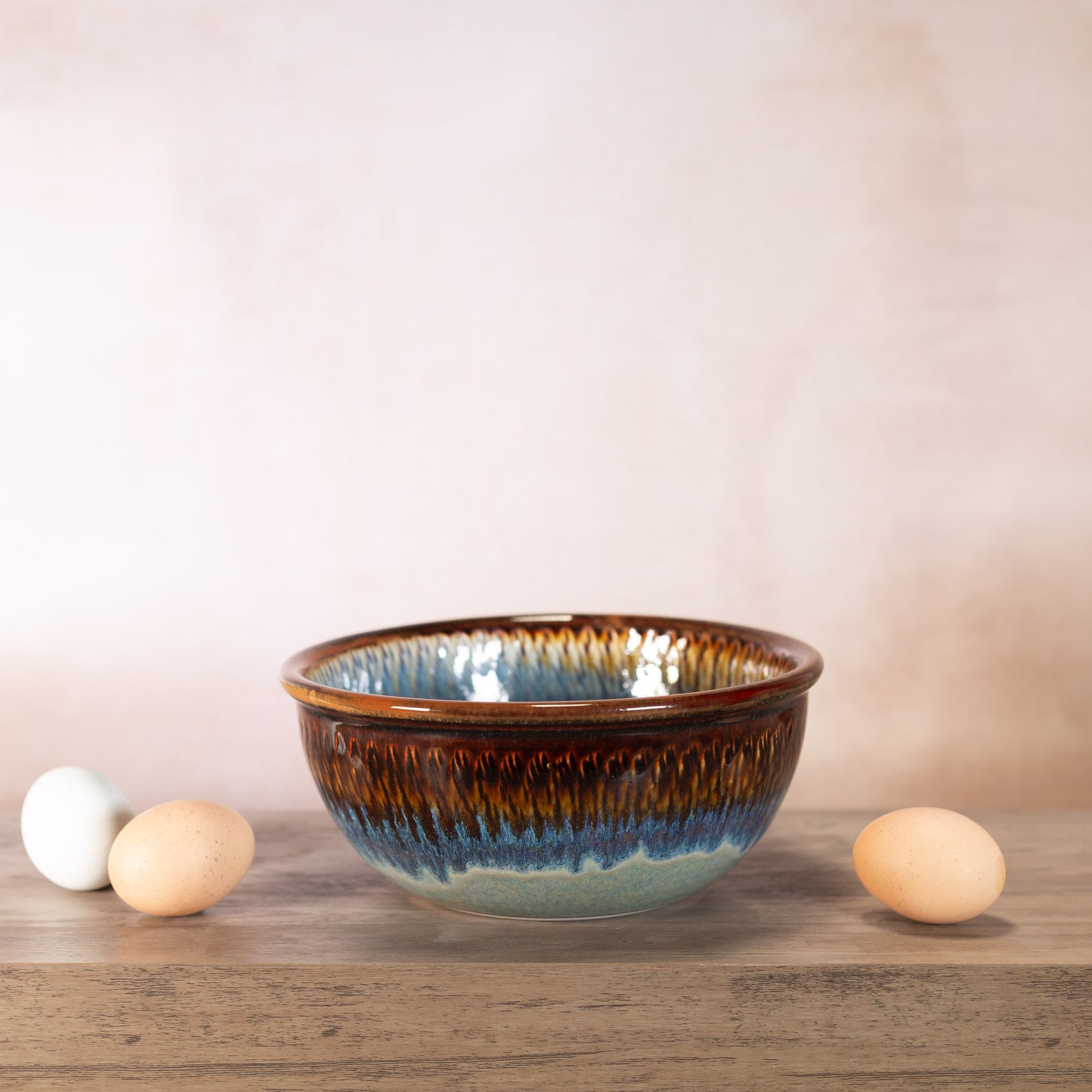 Handmade Pottery 8 Inch Mixing Bowl in Purple Hamada pattern made by Carroccia Tony in Italy