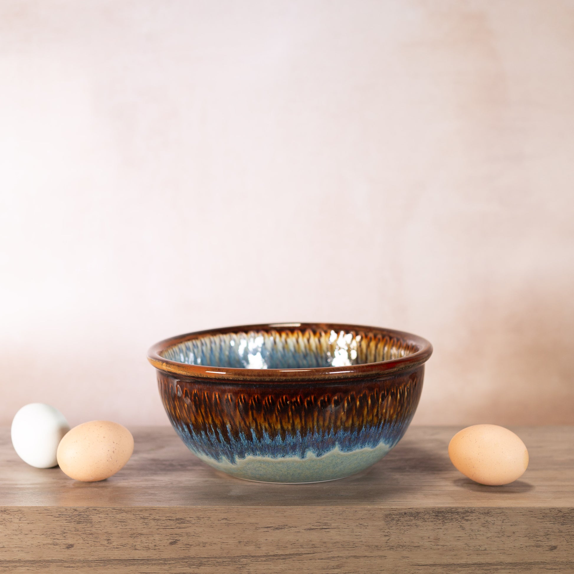 Handmade Pottery 8 Inch Mixing Bowl in Purple Hamada pattern made by Carroccia Tony in Italy
