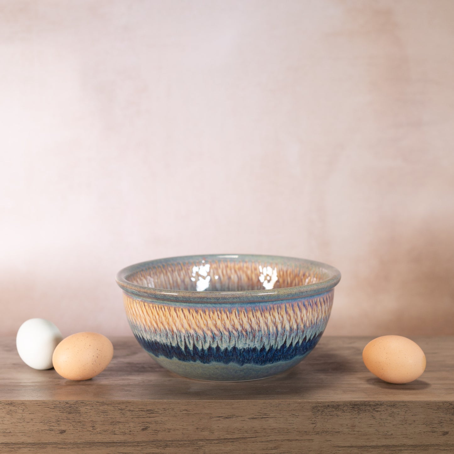 Handmade Pottery 8 Inch Mixing Bowl in Purple Nuka pattern made by Carroccia Tony in Italy