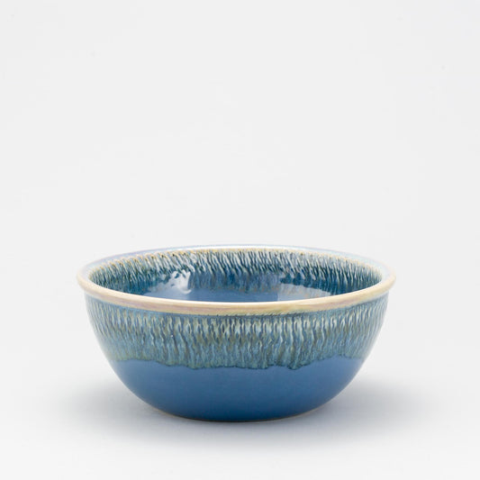 Handmade Pottery 10 Inch Mixing Bowl in Blue Oribe pattern made by Carroccia Tony in Italy