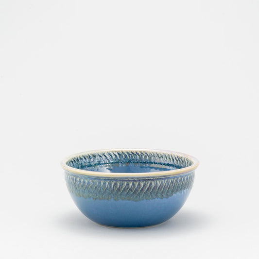 Handmade Pottery 8 Inch Mixing Bowl in Blue Oribe pattern made by Carroccia Tony in Italy