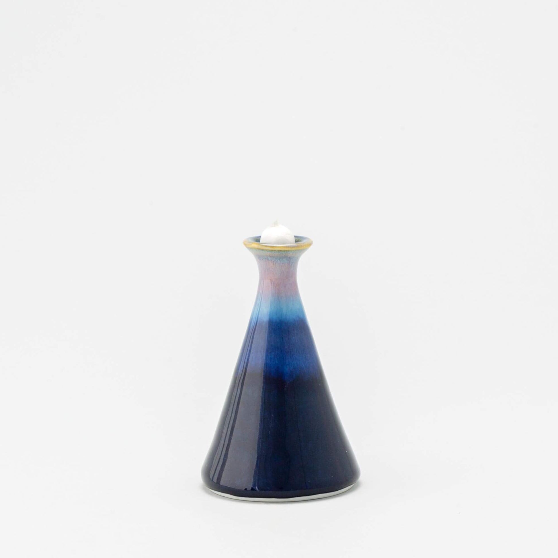 Handmade Pottery Oil Candle in Cobalt pattern made by Carroccia Tony  in Italy