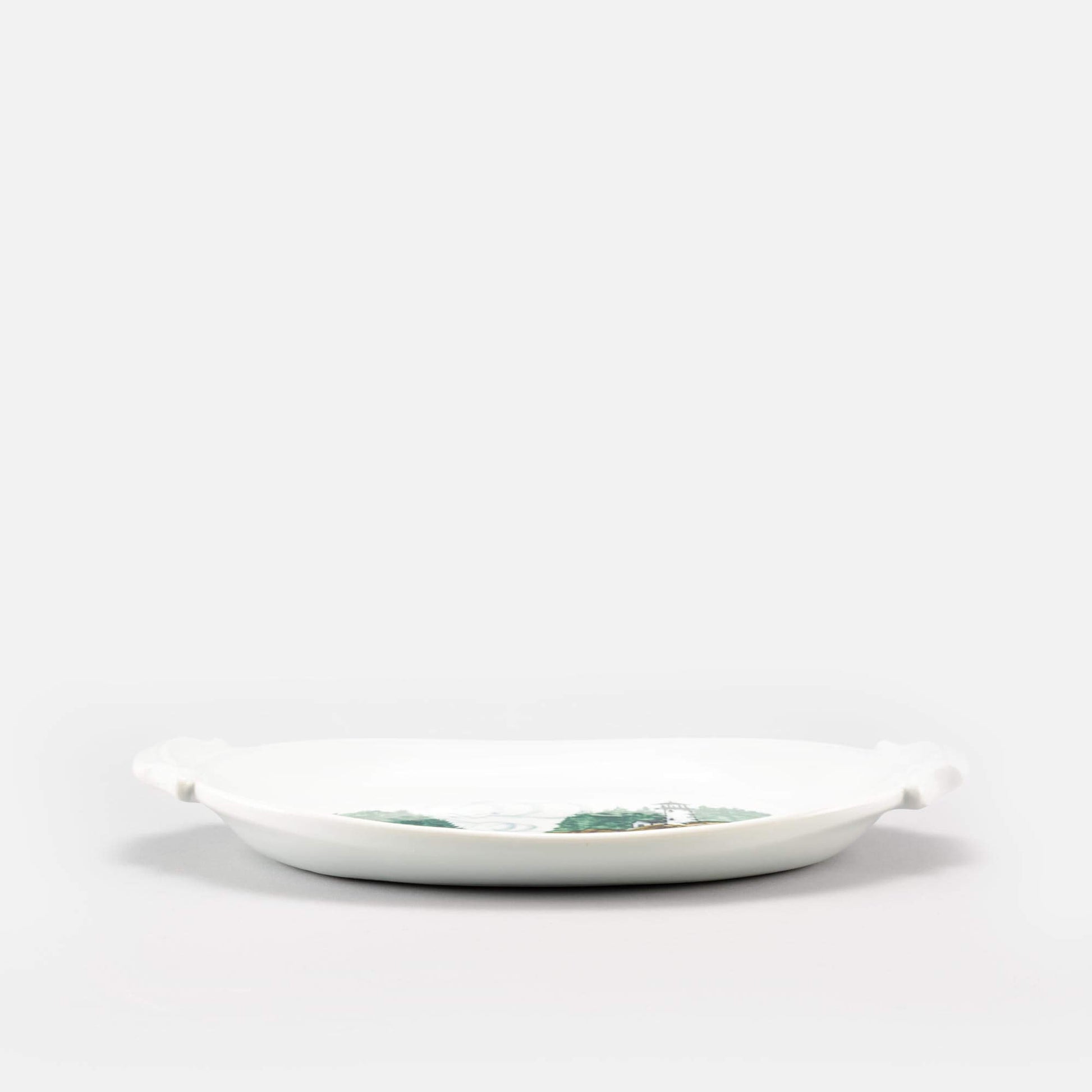 Handmade Pottery Oval Tray in Sailboat pattern made by Carroccia Tony  in Italy