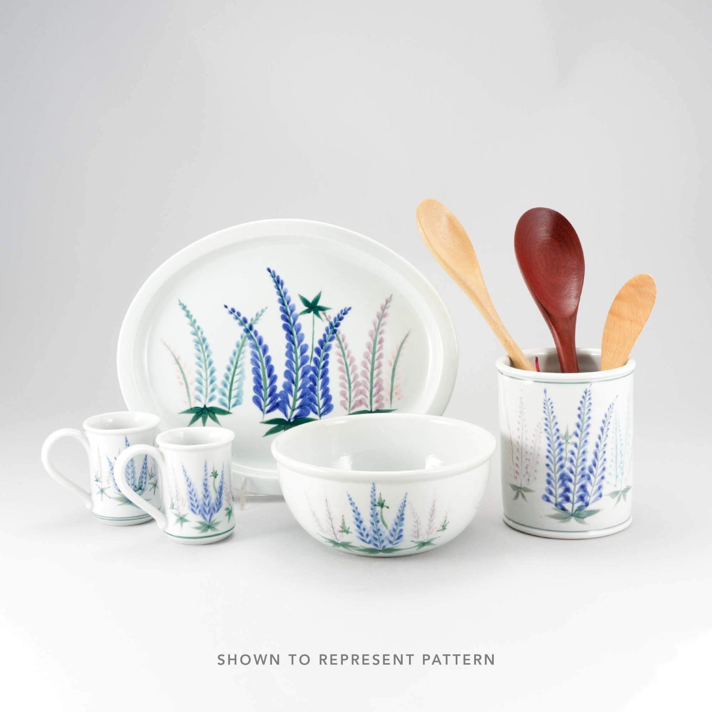 Handmade Pottery Small Chip & Dip in Lupine pattern made by Carroccia Tony in Italy