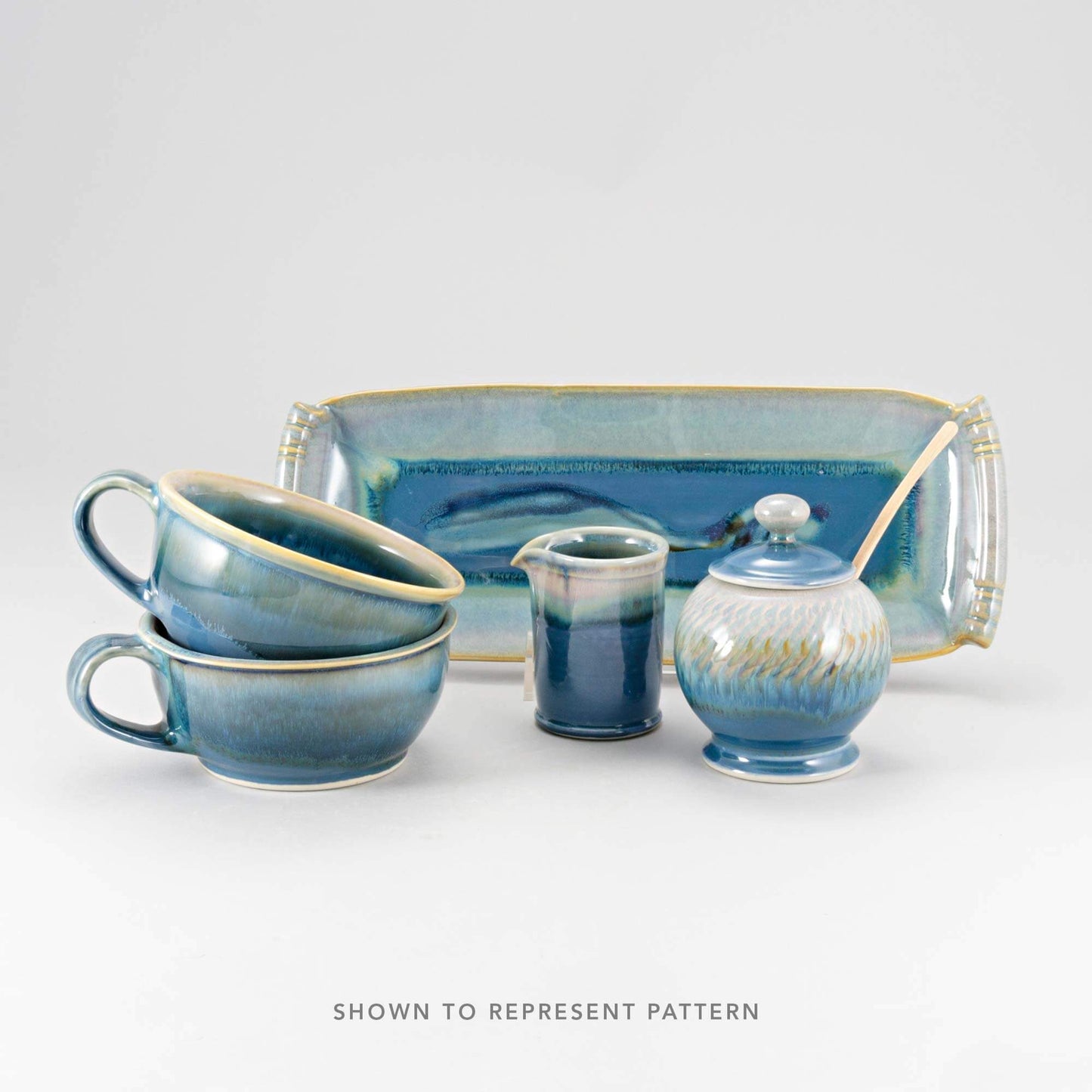Handmade Pottery Small Chip & Dip in Blue Oribe pattern made by Carroccia Tony in Italy